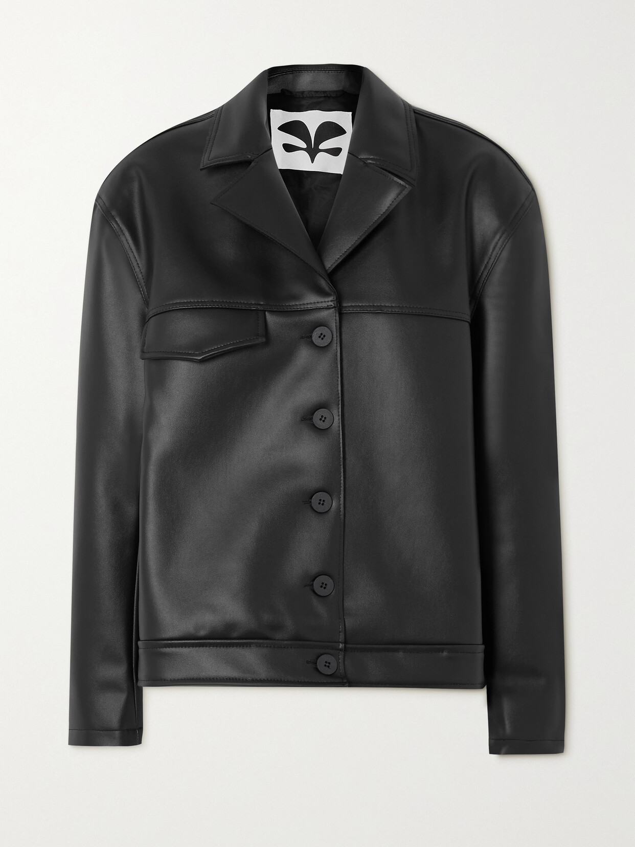 Caes - Faux Leather Jacket - Black