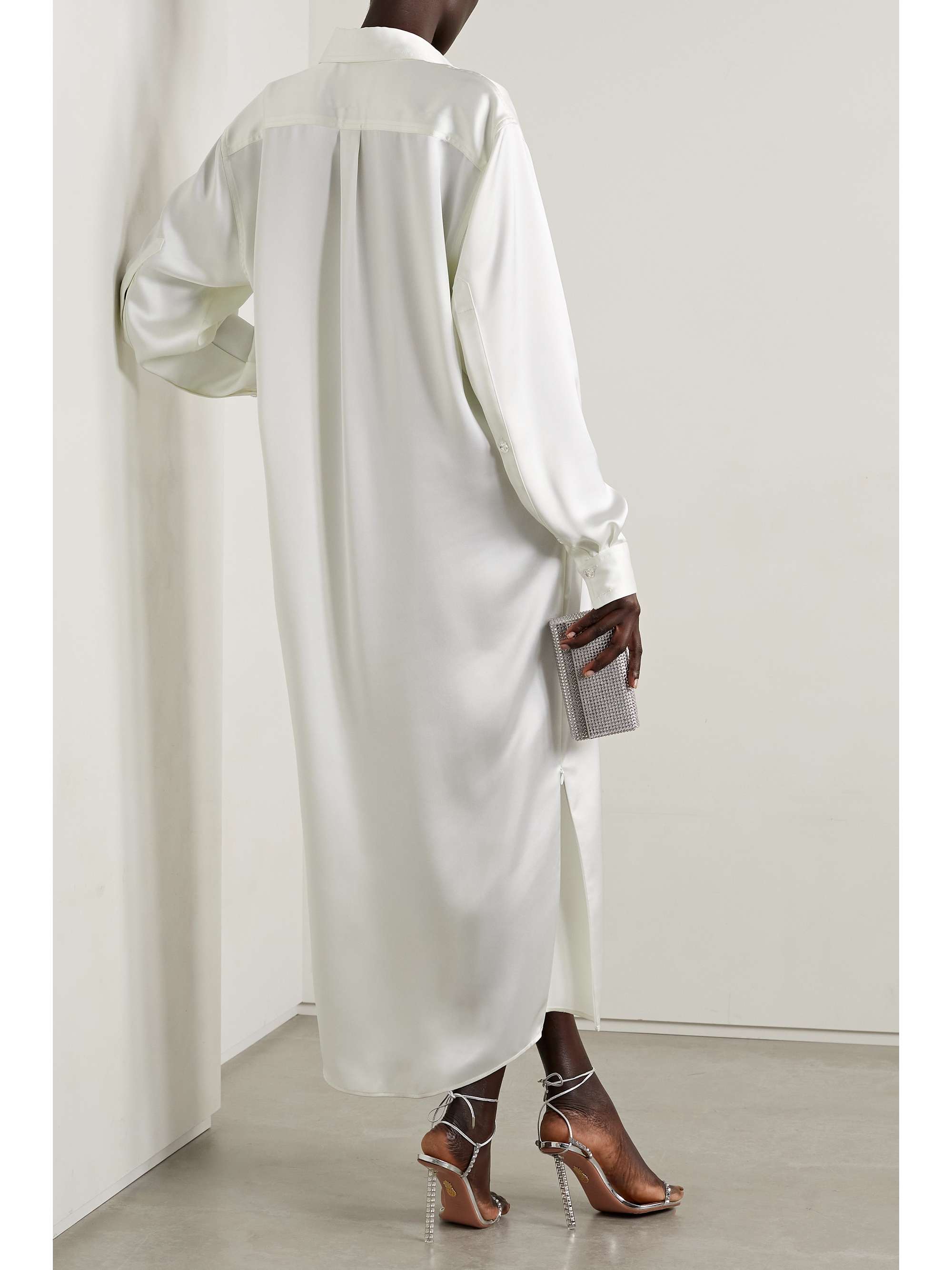 CHRISTOPHER JOHN ROGERS Crystal-embellished satin shirt dress