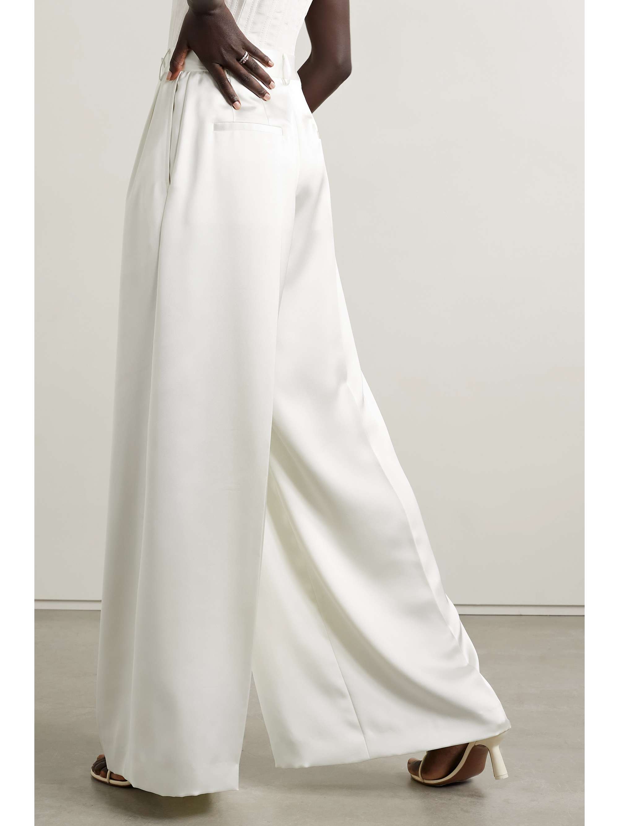CHRISTOPHER JOHN ROGERS Pleated satin wide-leg pants