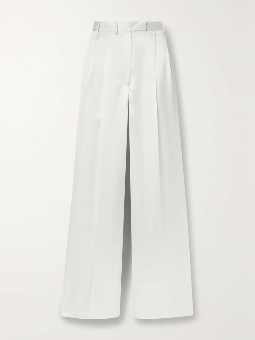 Christopher John Rogers Pleated Satin Wide-leg Pants