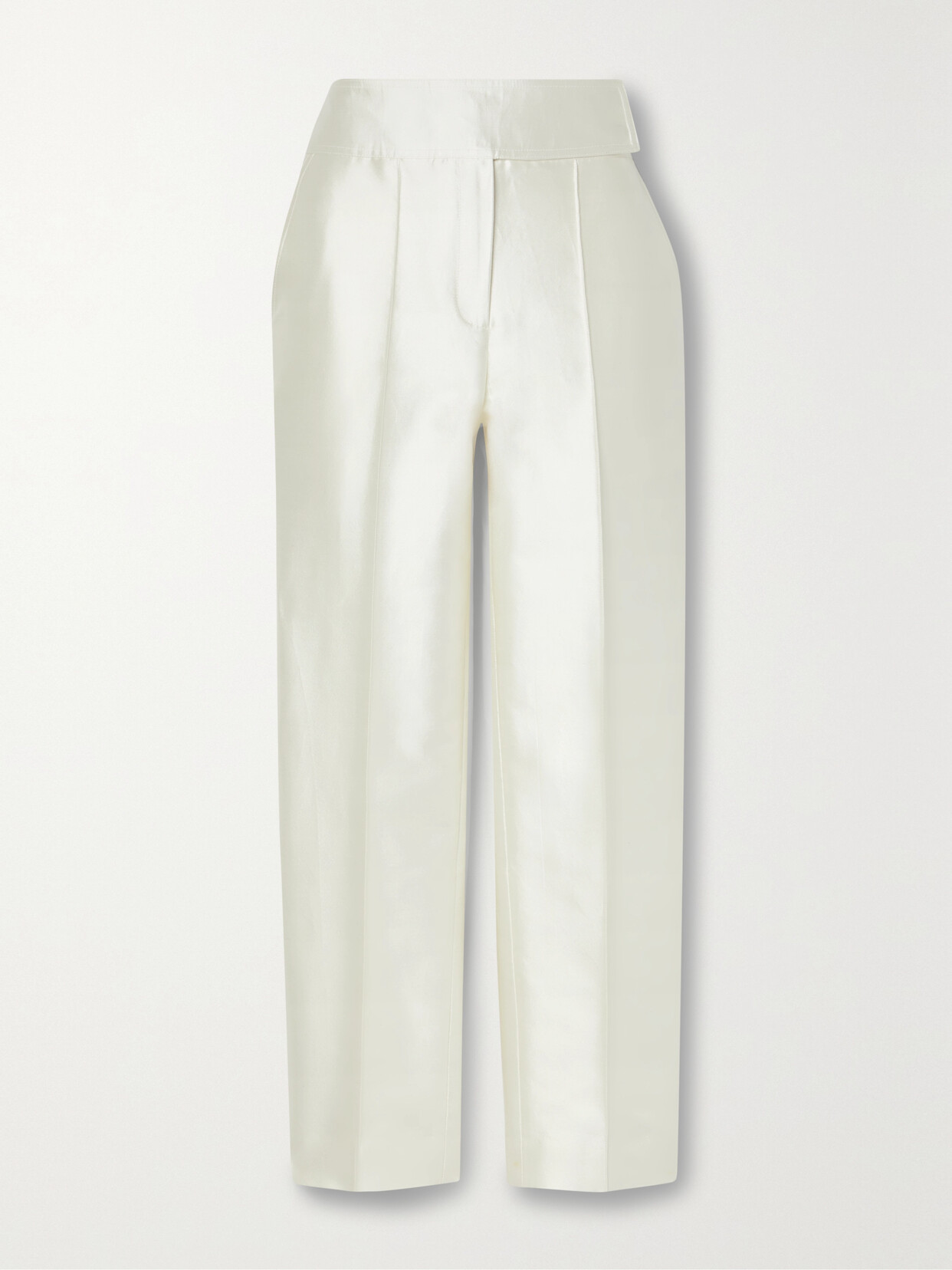 Christopher John Rogers - Cotton And Silk-blend Satin Straight-leg Pants - Ivory