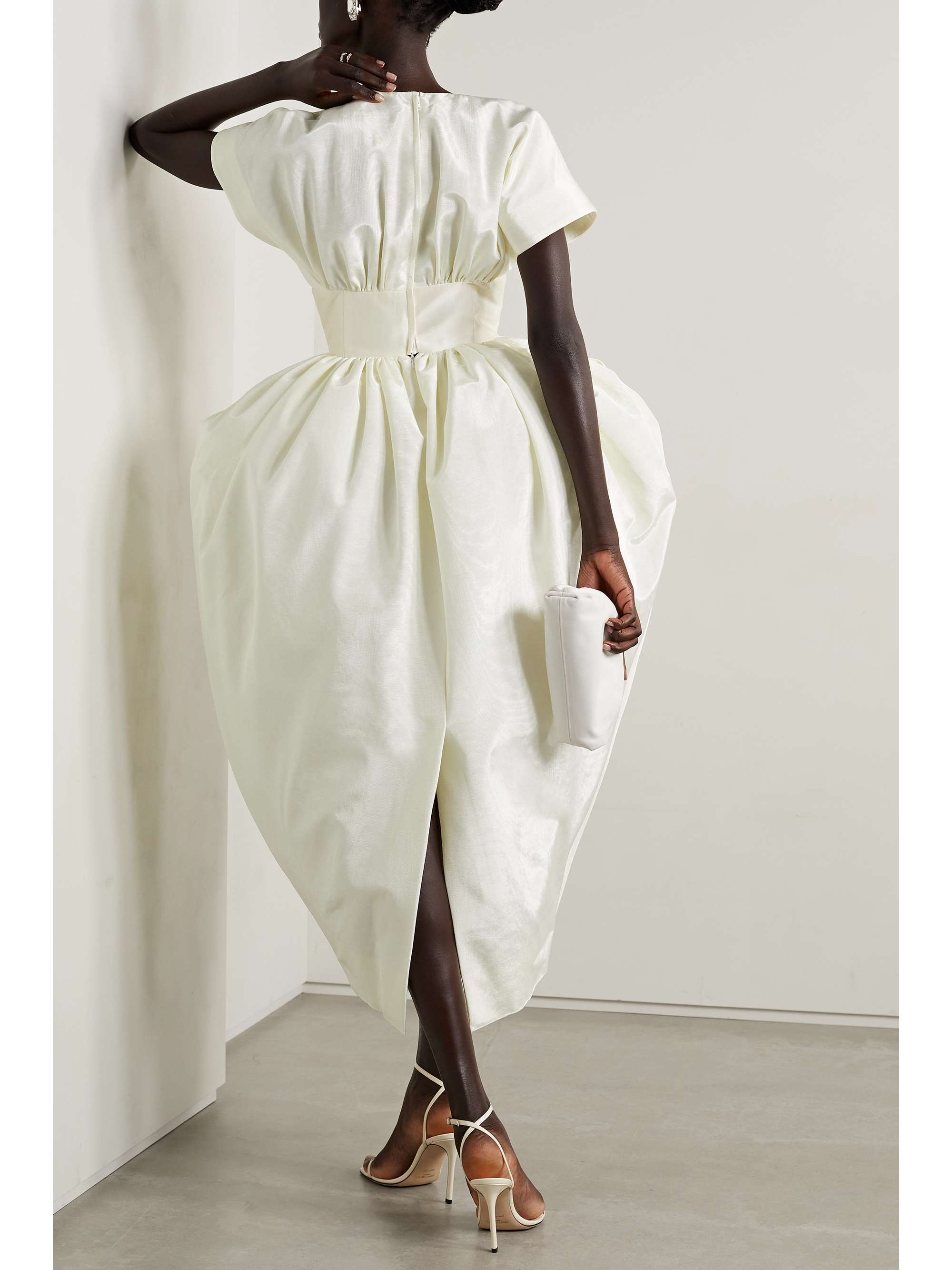 CHRISTOPHER JOHN ROGERS Gathered moire and taffeta midi dress
