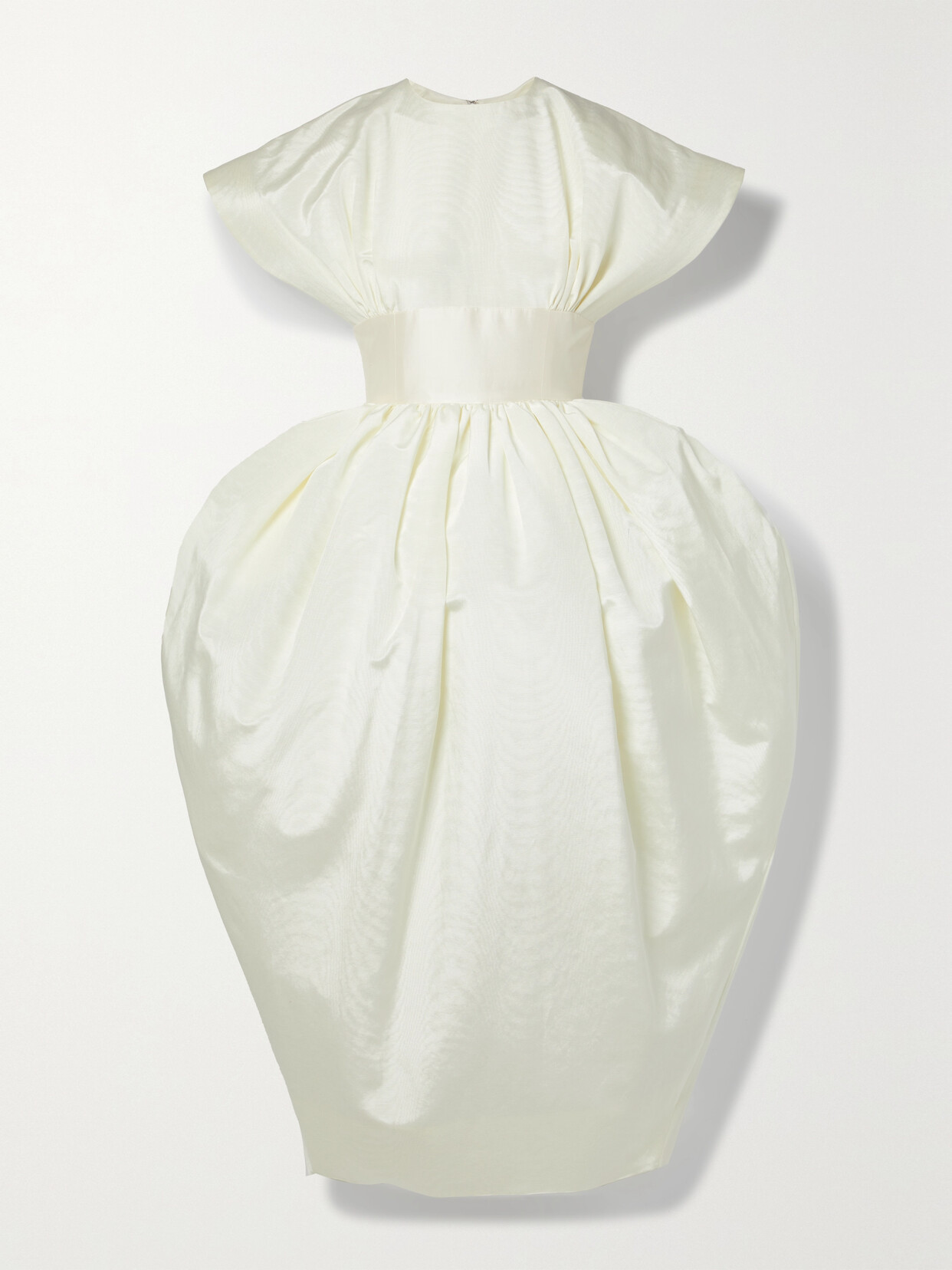 Christopher John Rogers - Gathered Moire And Taffeta Midi Dress - Ivory