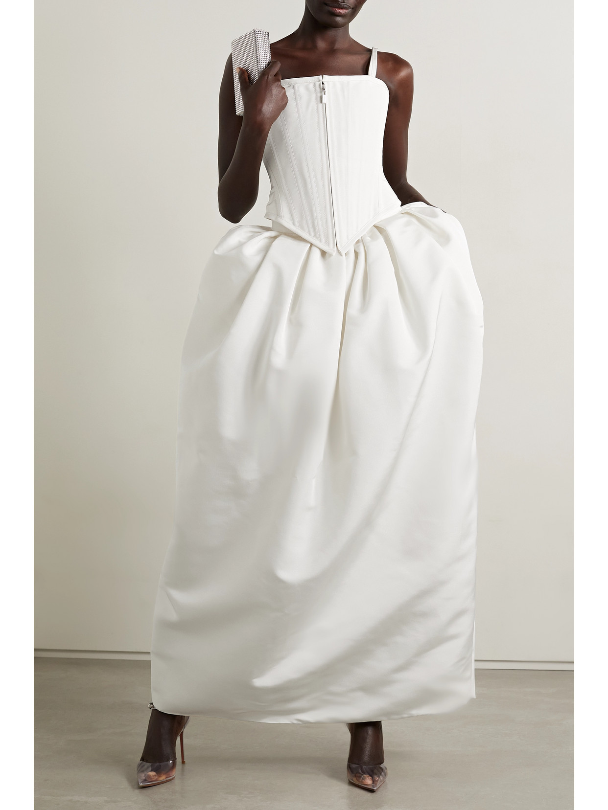 Gathered Silk-Faille Maxi