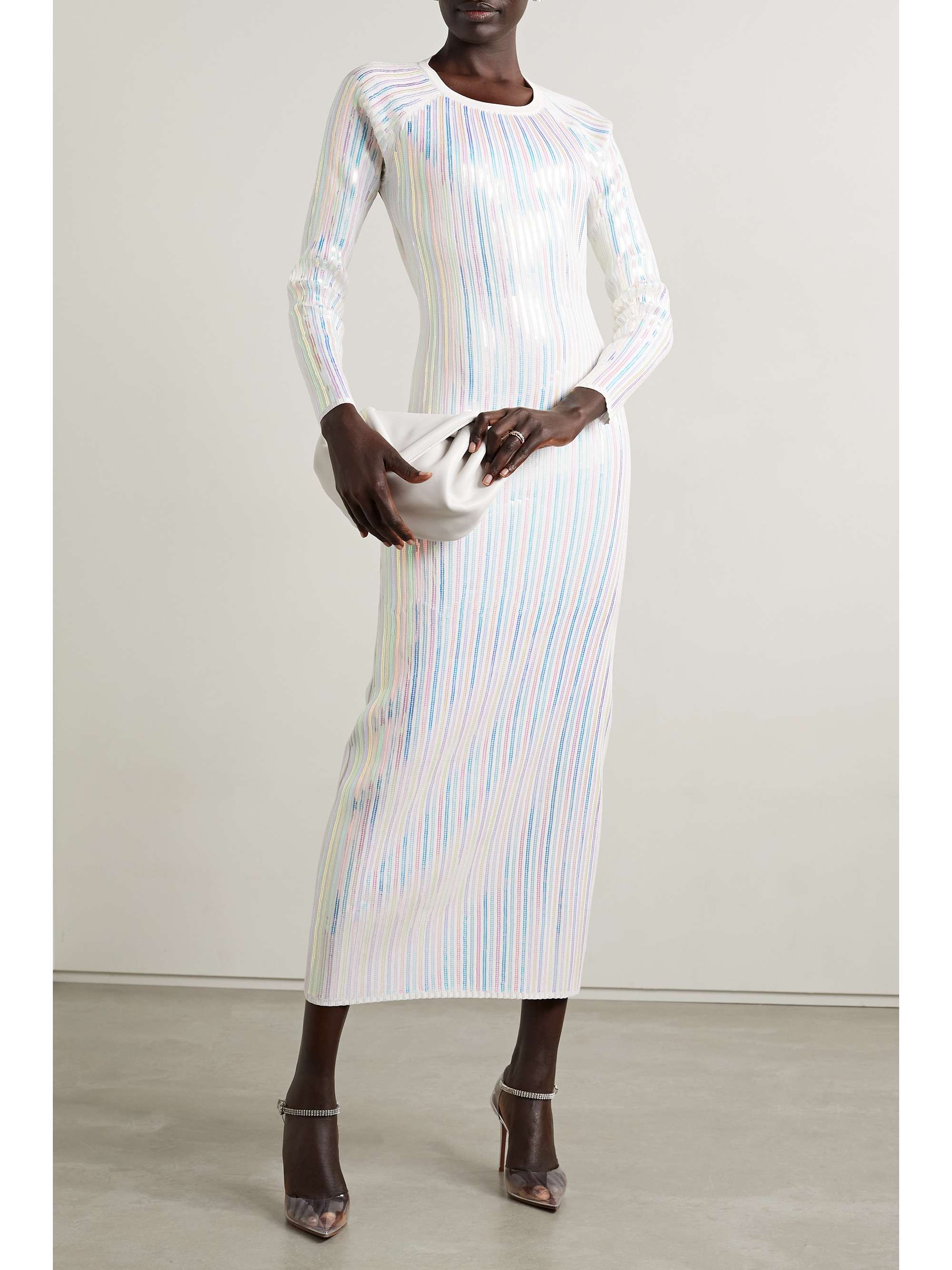 CHRISTOPHER JOHN ROGERS Open-back sequin-embellished stretch-knit midi dress