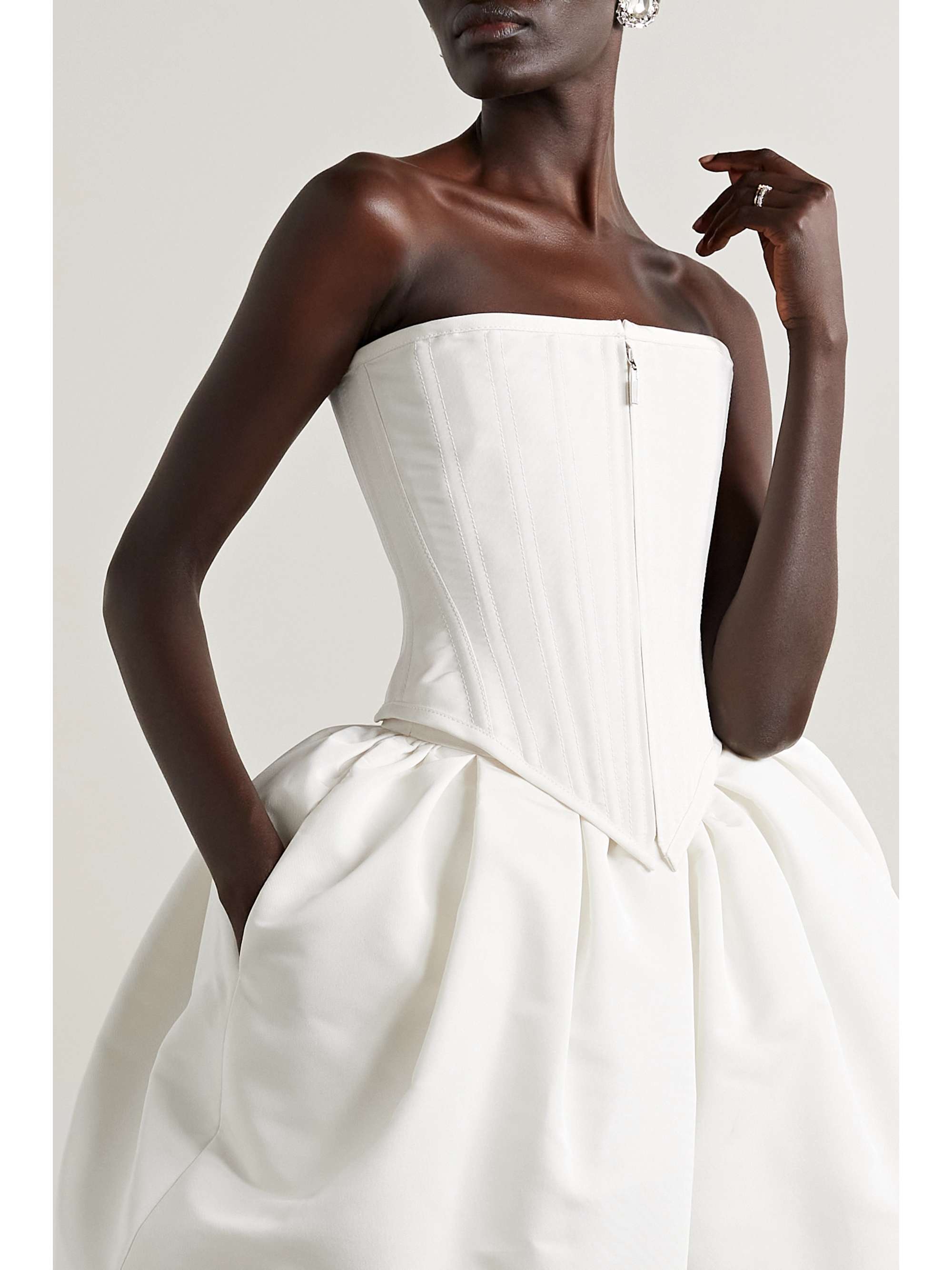 CHRISTOPHER JOHN ROGERS Silk-faille bustier top