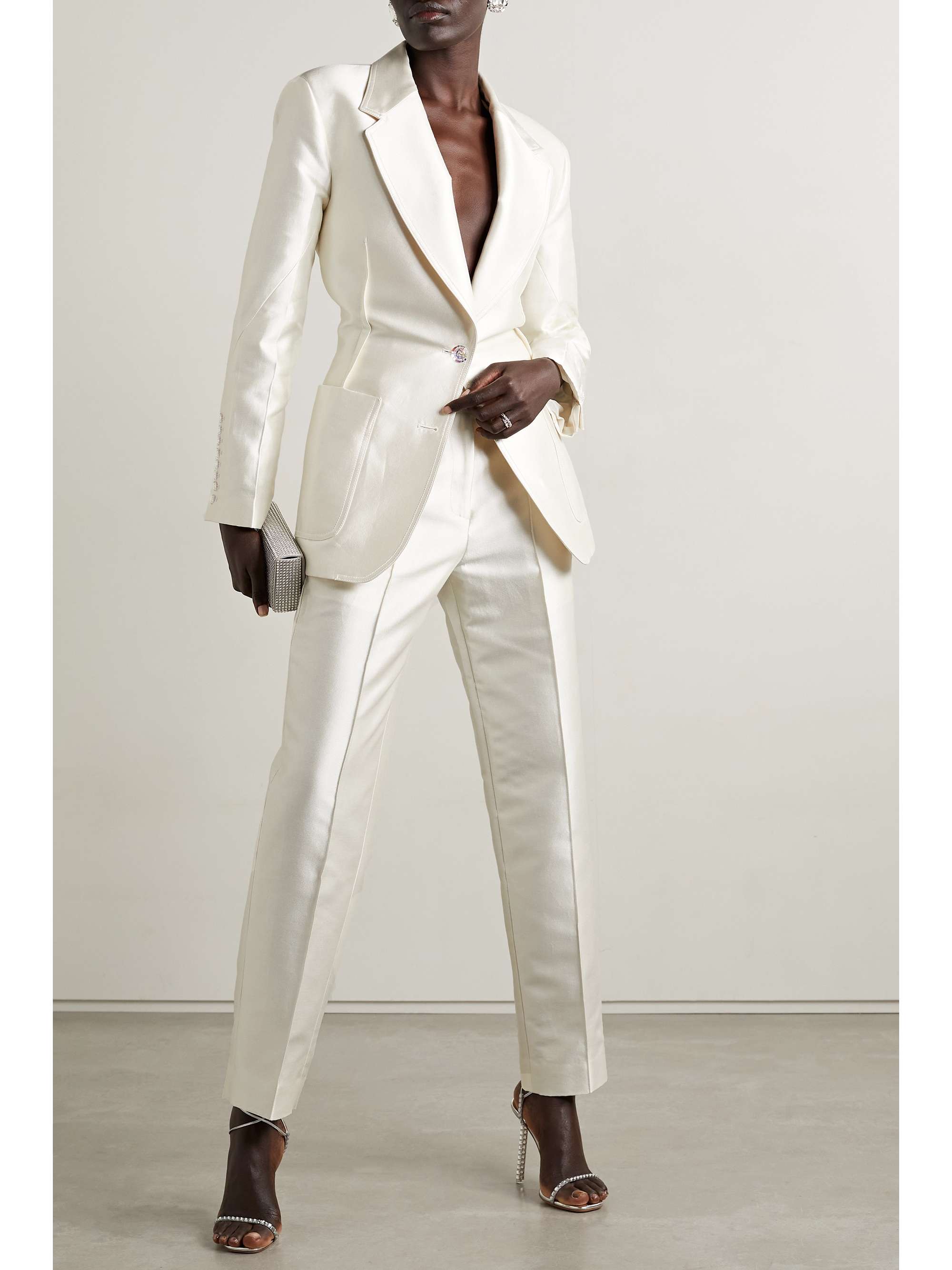 White silk blazer sale