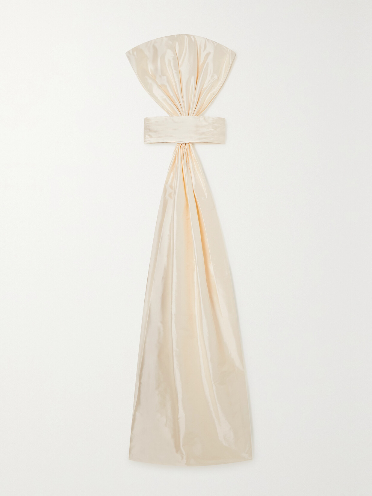 Christopher John Rogers Bow-detailed Draped Pleated Silk-shantung Belt In Cream