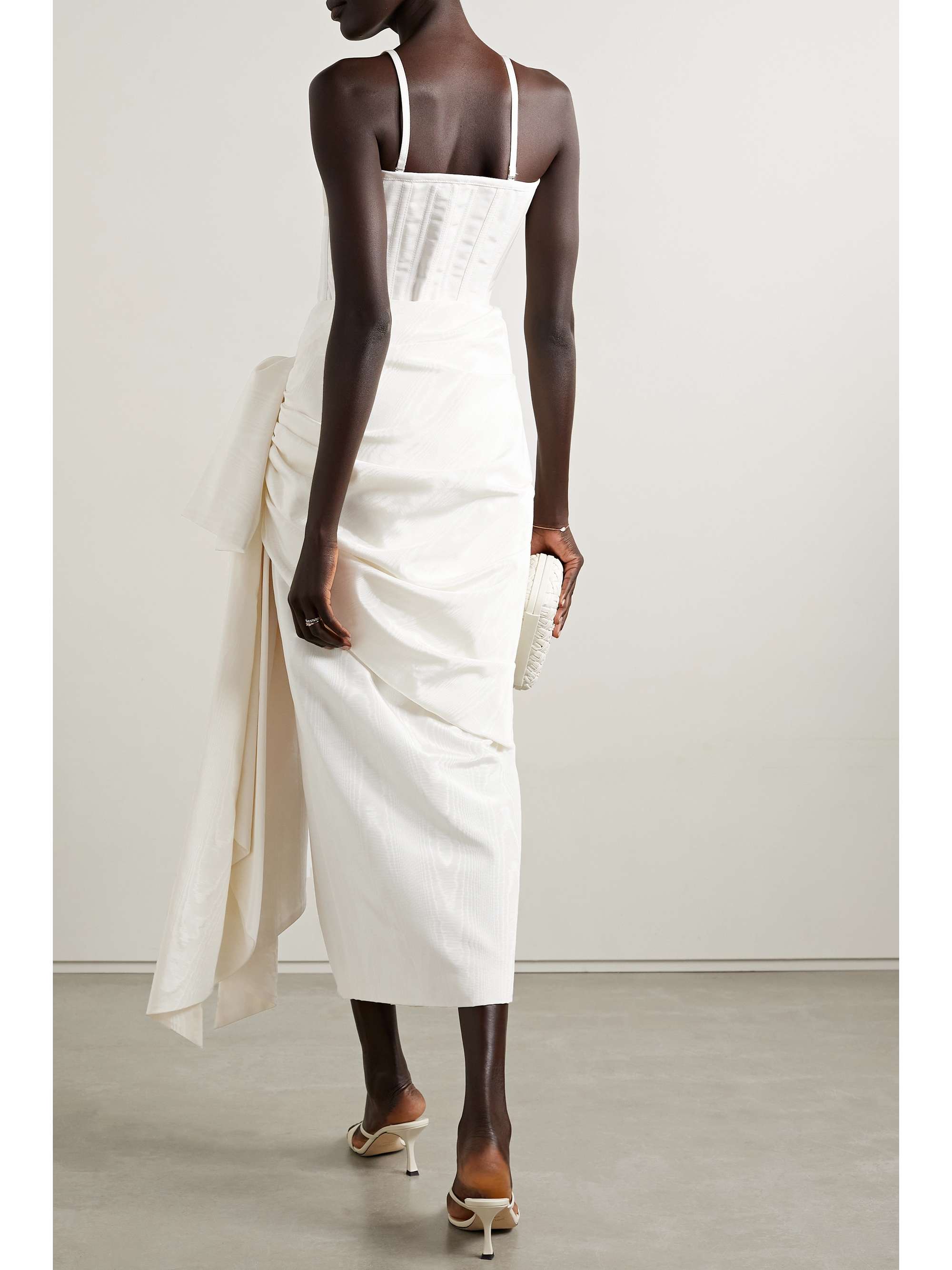 CHRISTOPHER JOHN ROGERS Bow-detailed draped moire midi skirt