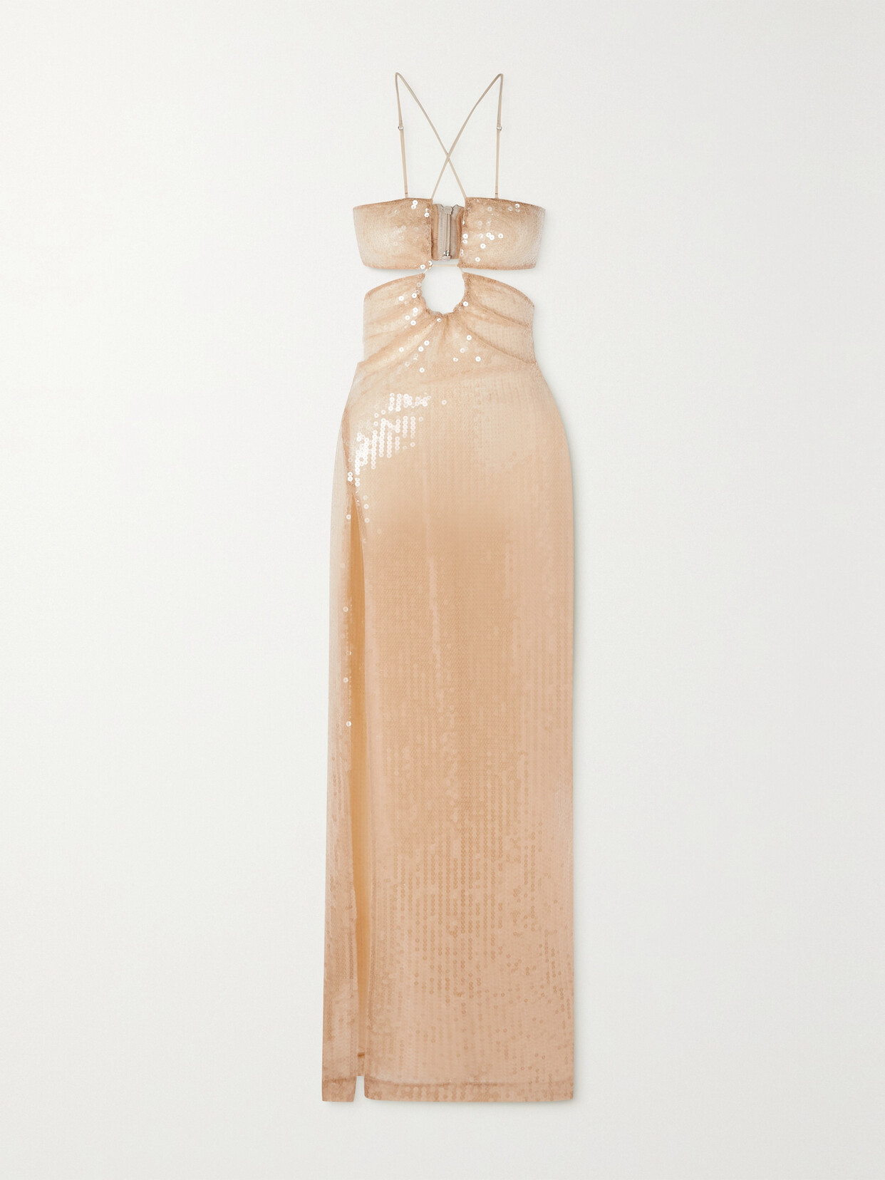 Nensi Dojaka Cutout Open-back Sequined Tulle Maxi Dress