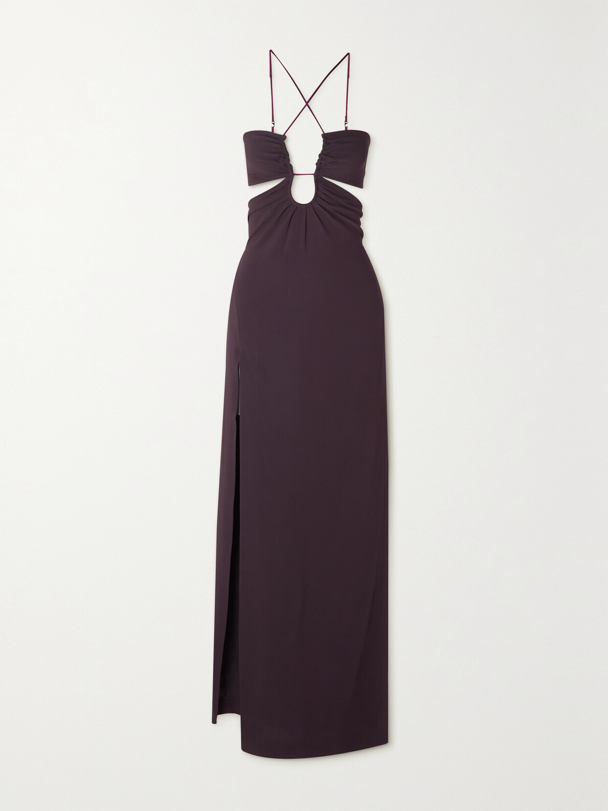 Nensi Dojaka Open-back Cutout Stretch-jersey Maxi Dress In Brown