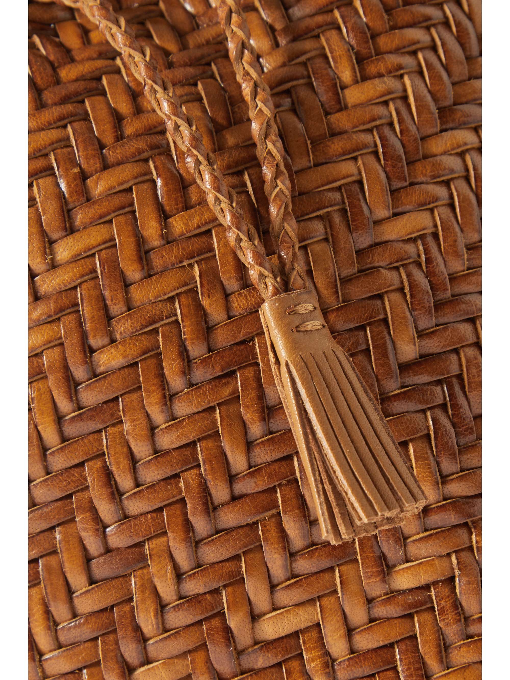 DRAGON DIFFUSION Pompom Double Jump woven leather bucket bag