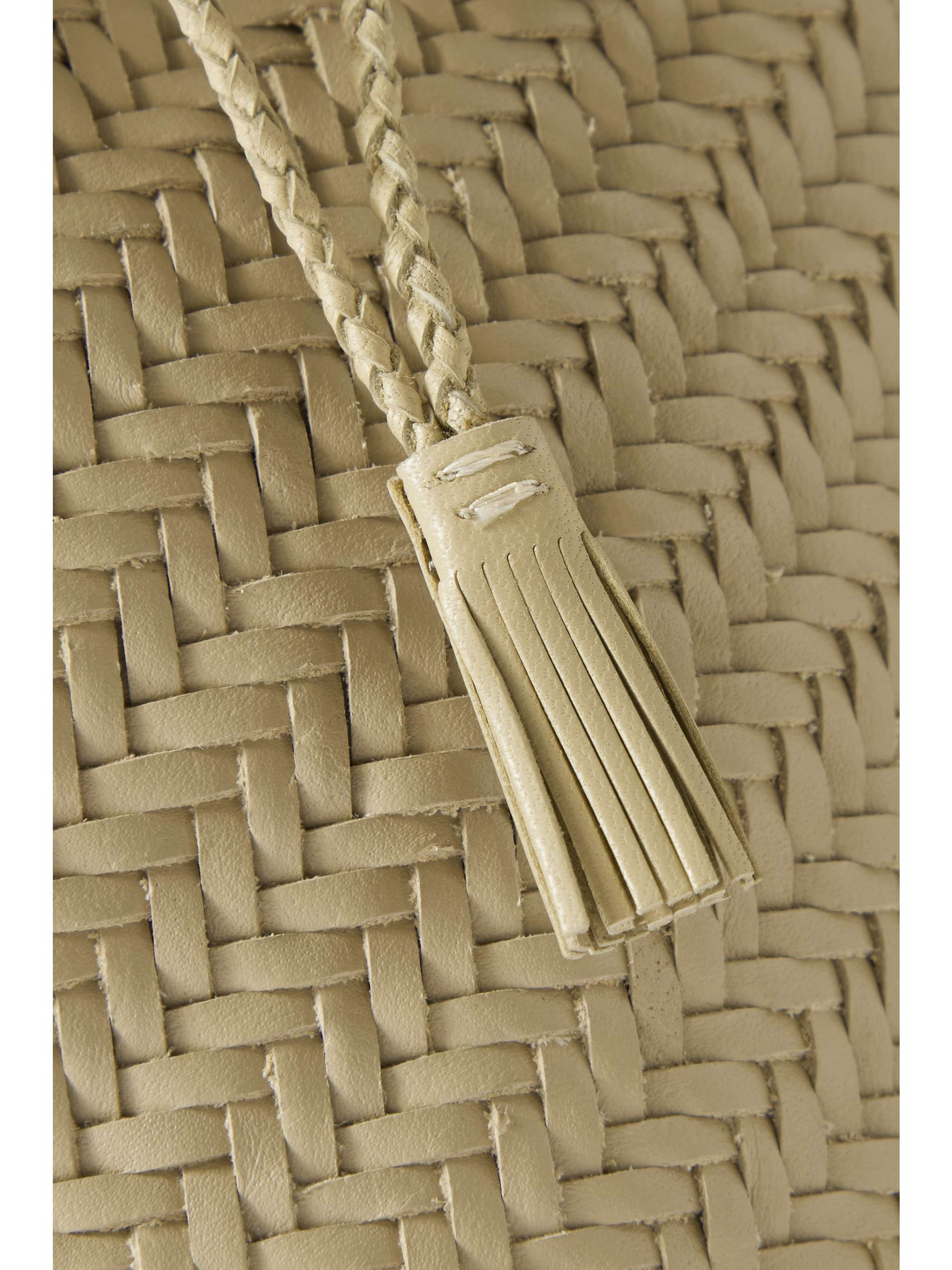 DRAGON DIFFUSION Pompom Double Jump woven leather bucket bag
