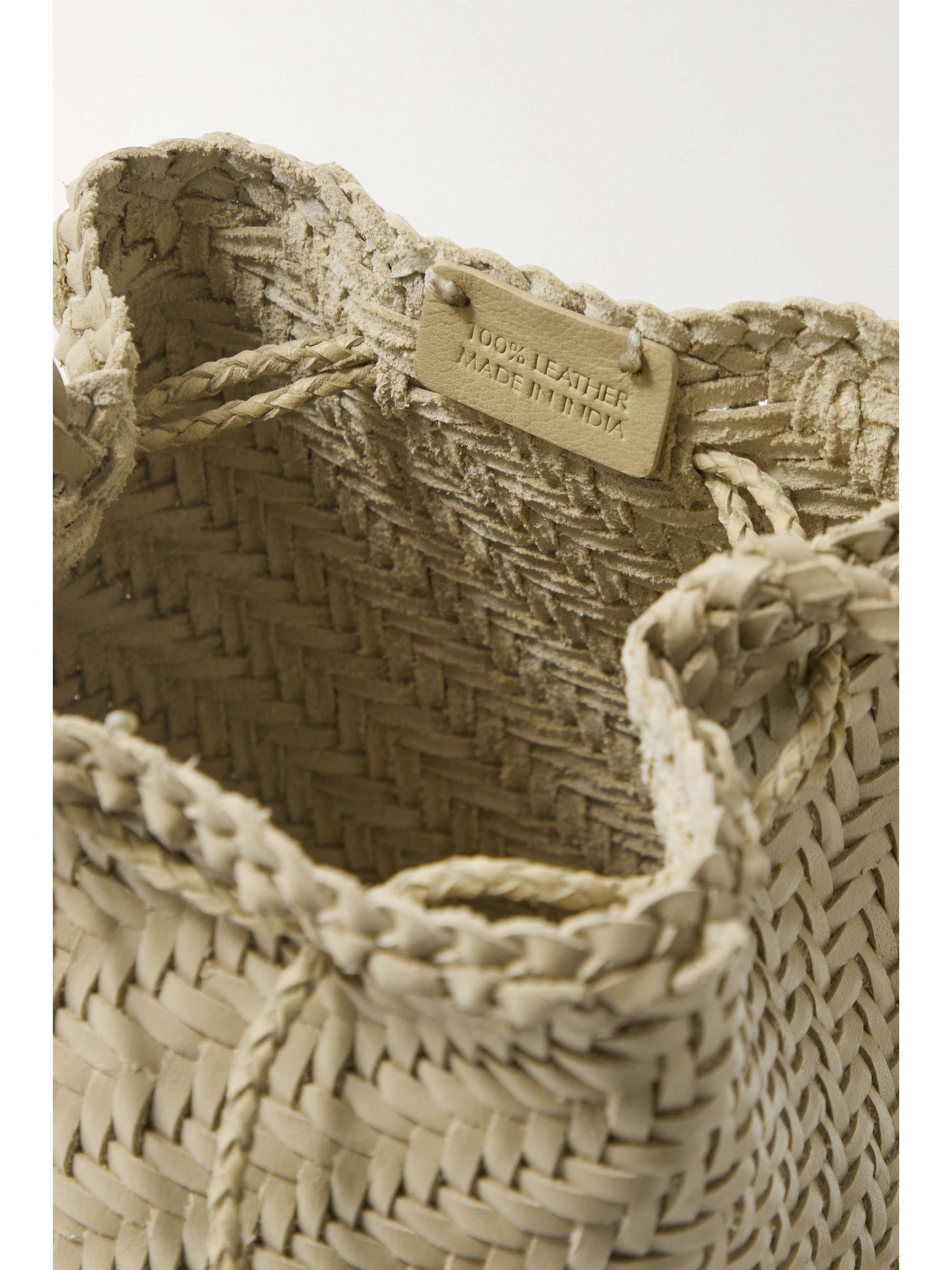 DRAGON DIFFUSION Pompom Double Jump woven leather bucket bag