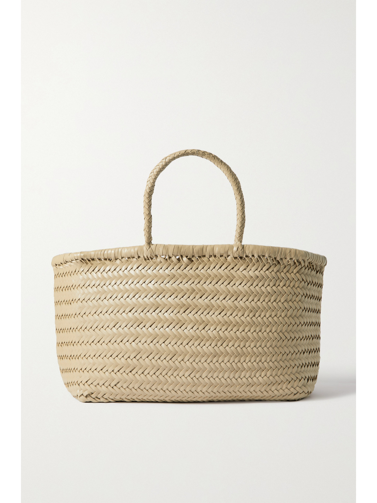 Dragon Diffusion Bamboo Triple Jump Big Woven Leather Tote In Cream
