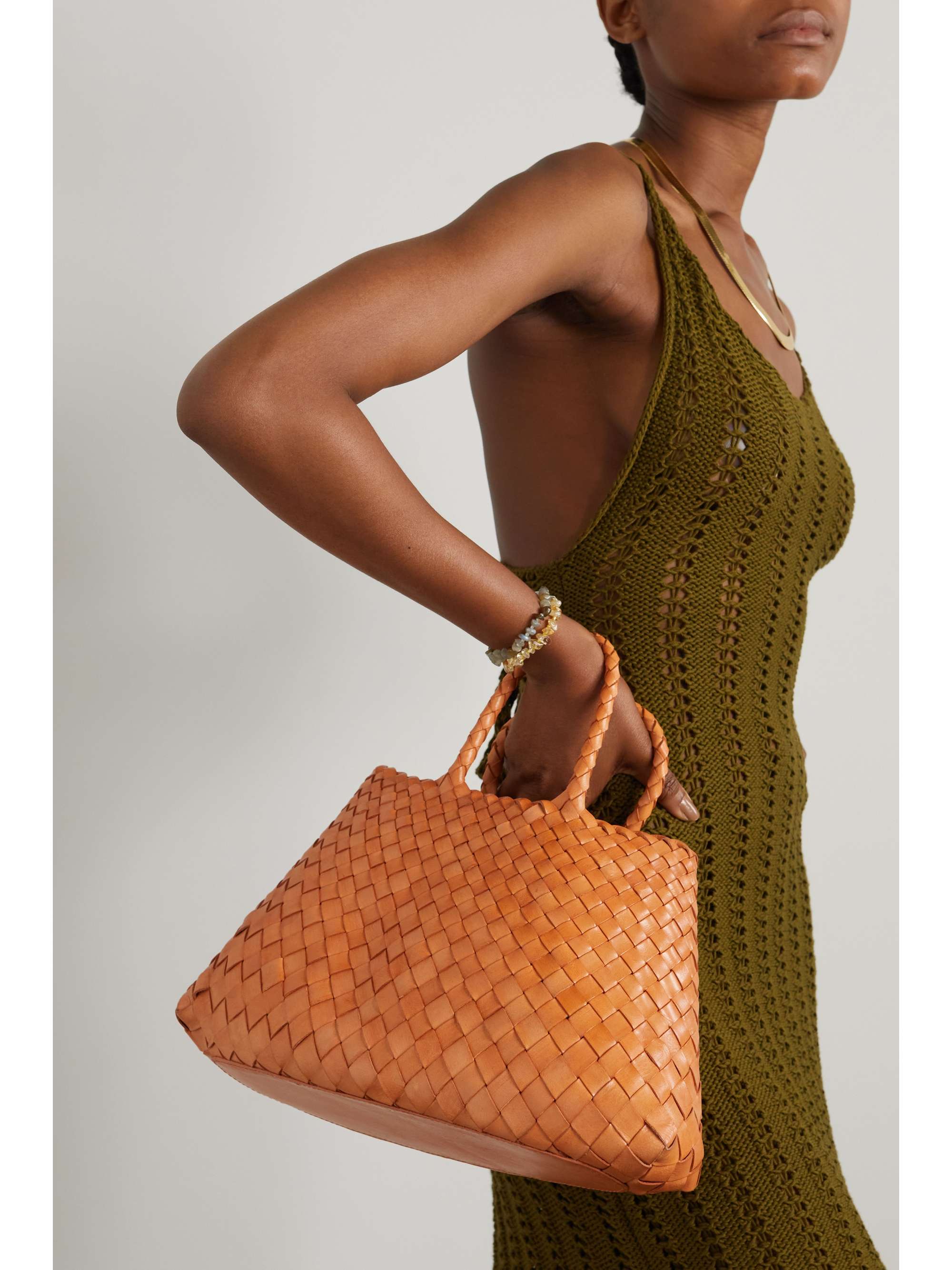 DRAGON DIFFUSION Sante Croce small woven leather tote