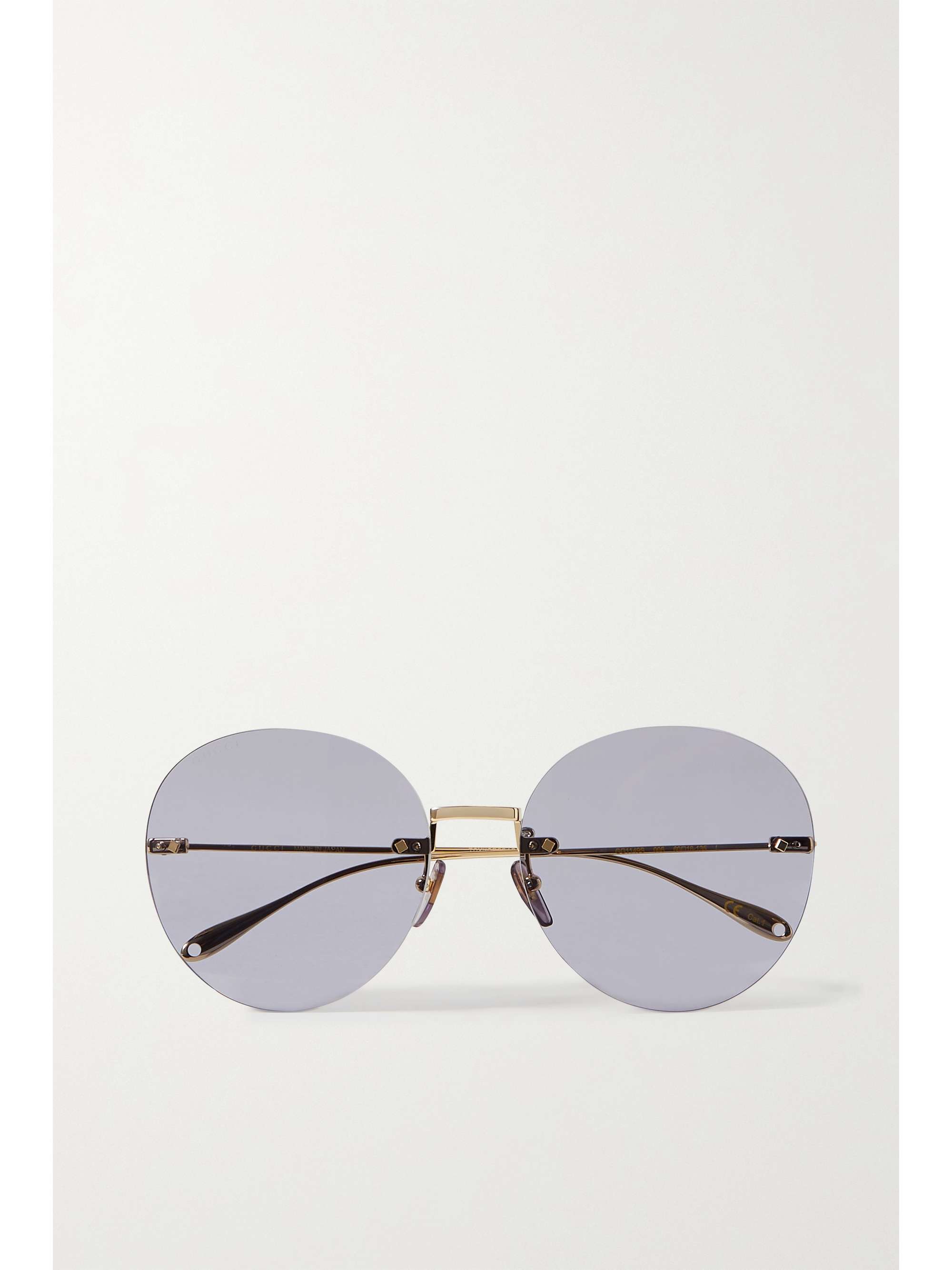 Chain-embellished round-frame gold-tone sunglasses