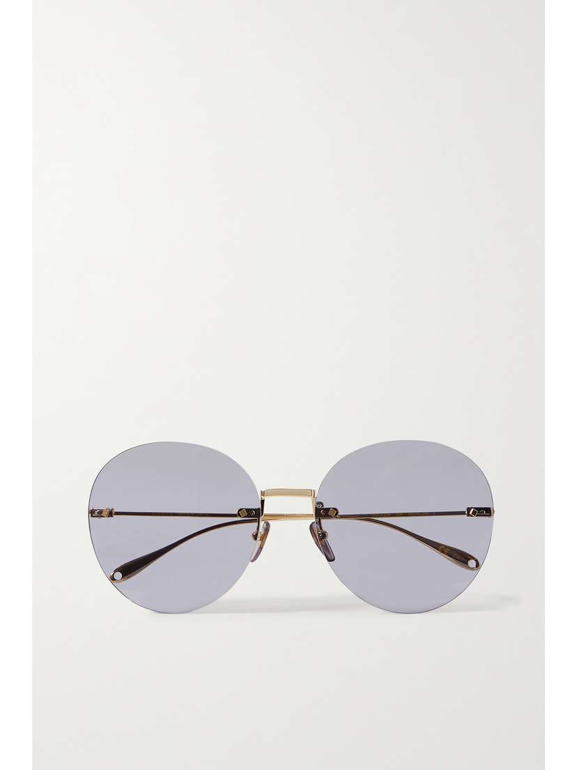 Gucci Eyewear Chain-embellished Round-frame Gold-tone Sunglasses