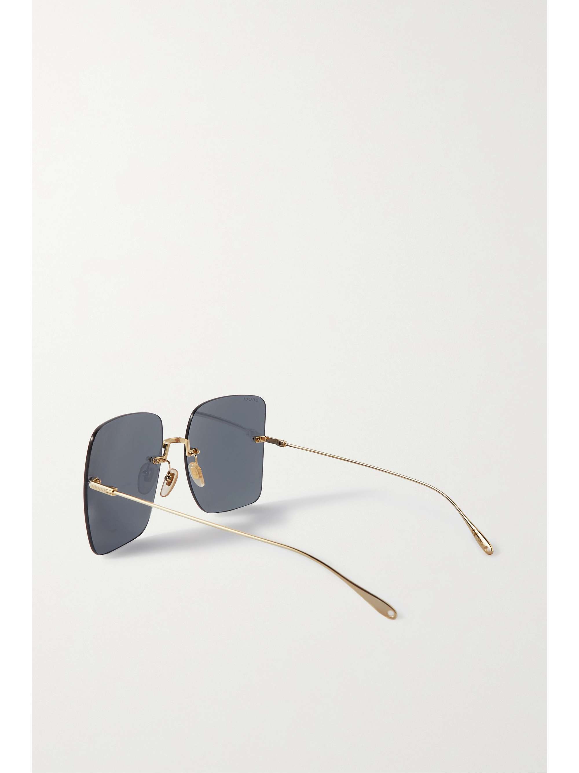 GUCCI EYEWEAR Oversized D-frame gold-tone sunglasses
