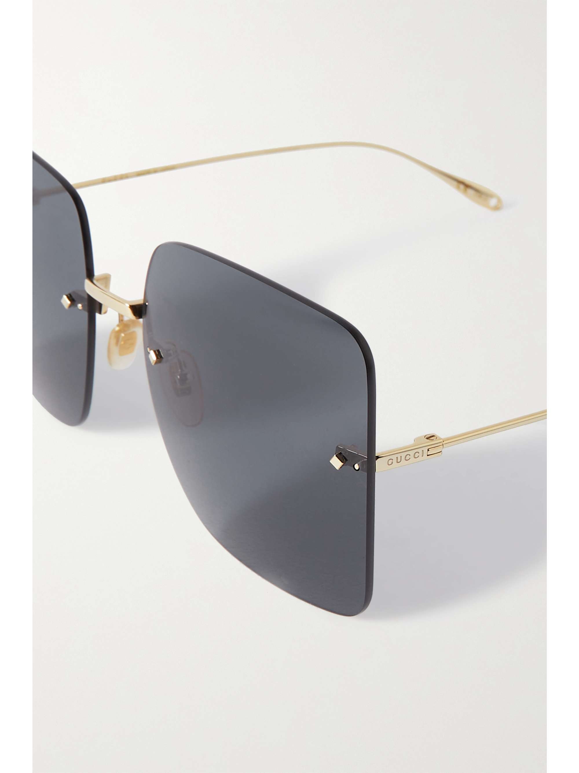 GUCCI EYEWEAR Oversized D-frame gold-tone sunglasses