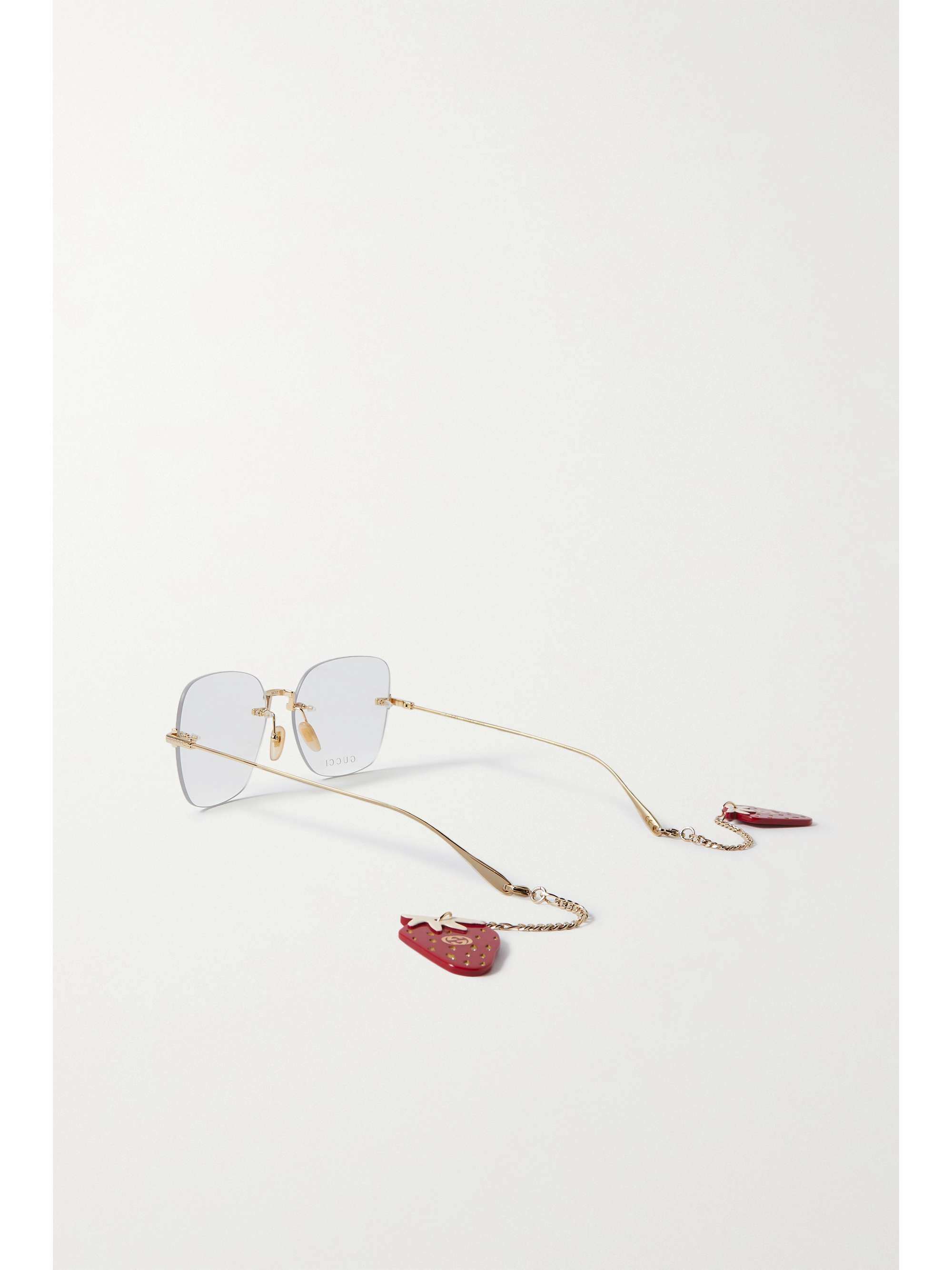 GUCCI EYEWEAR Round-frame embellished gold-tone optical glasses