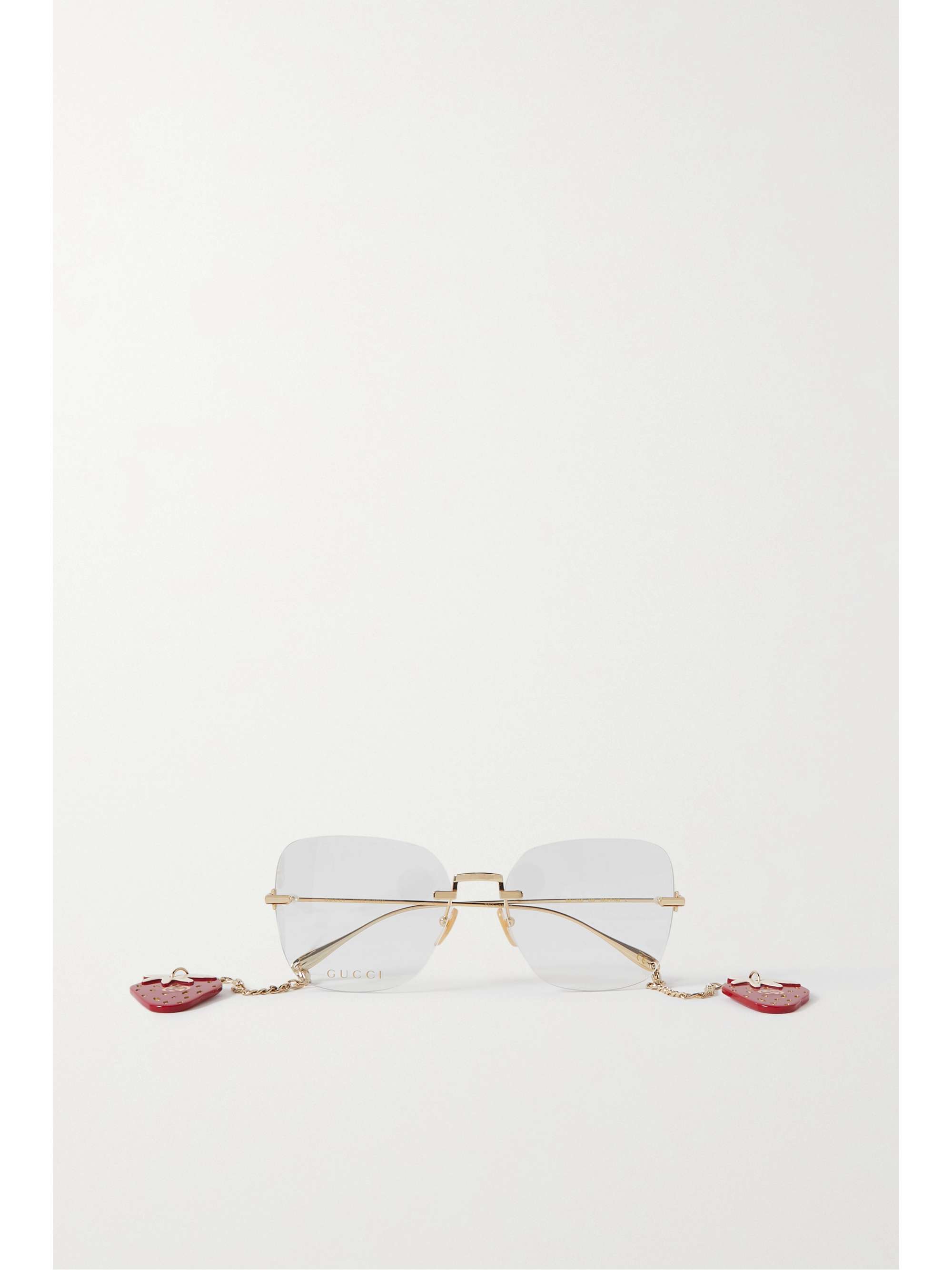 GUCCI EYEWEAR Round-frame embellished gold-tone optical glasses