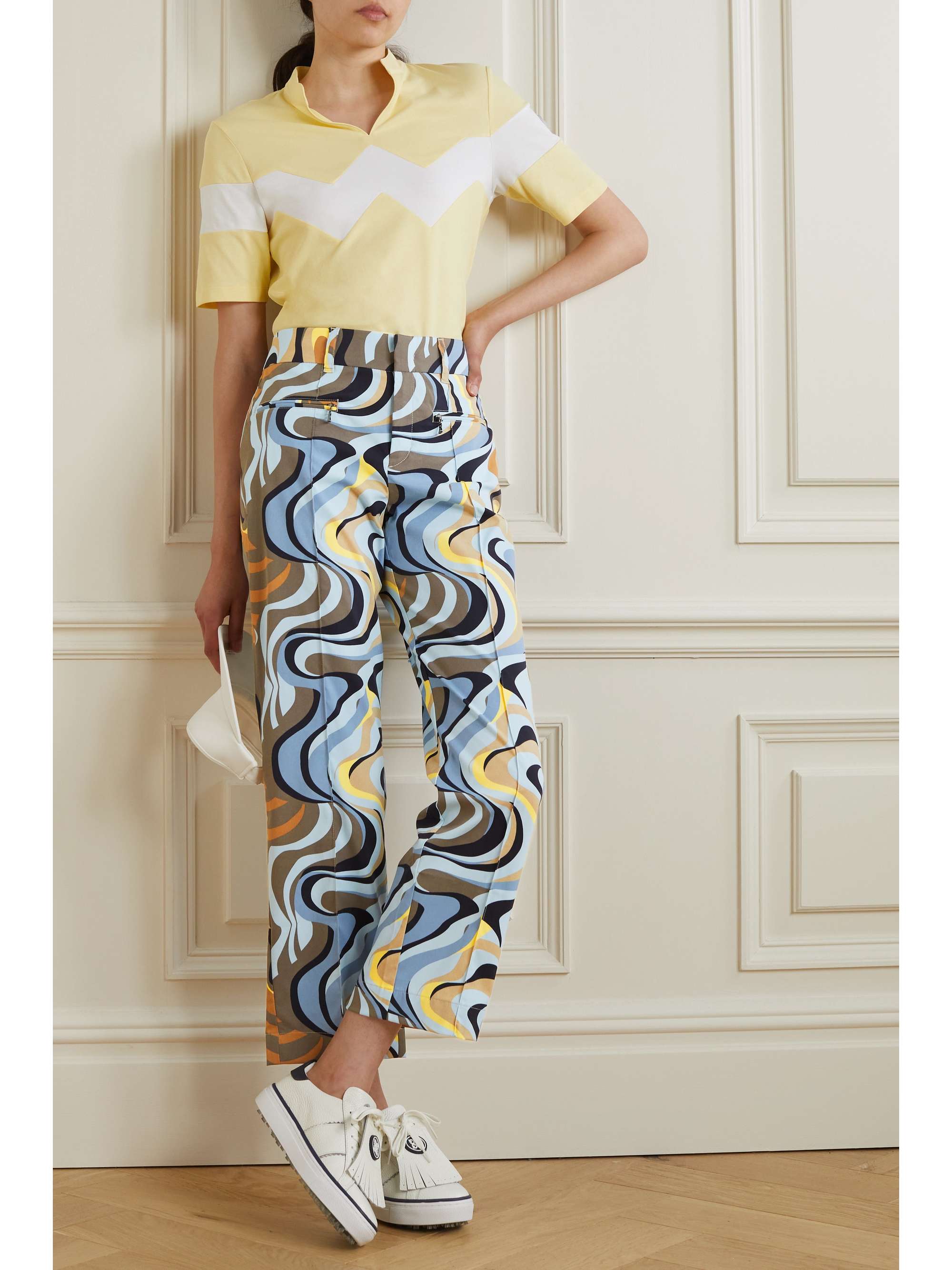 Blue Dasha cropped printed stretch 