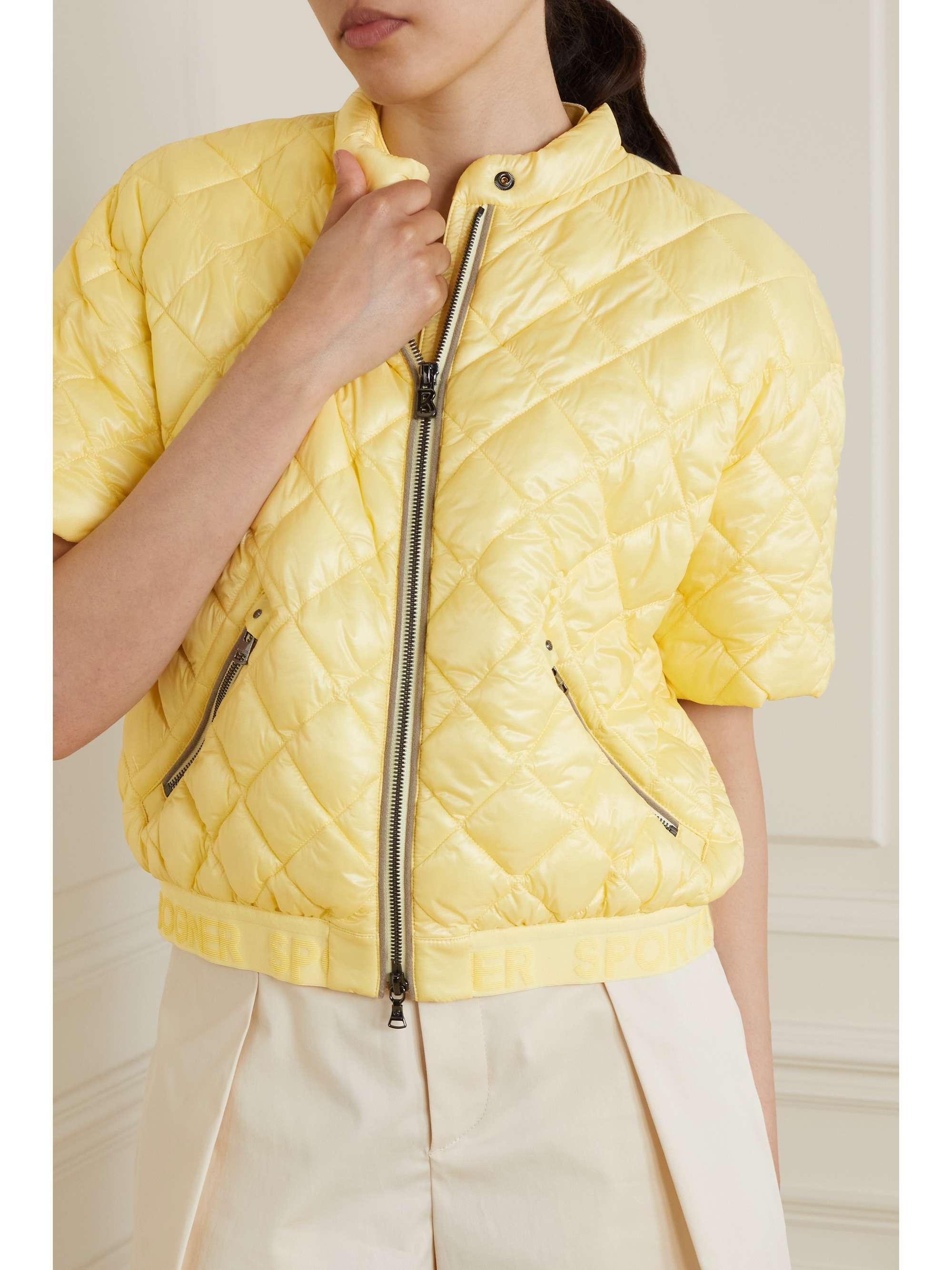 Yellow Faia quilted recycled ripstop 