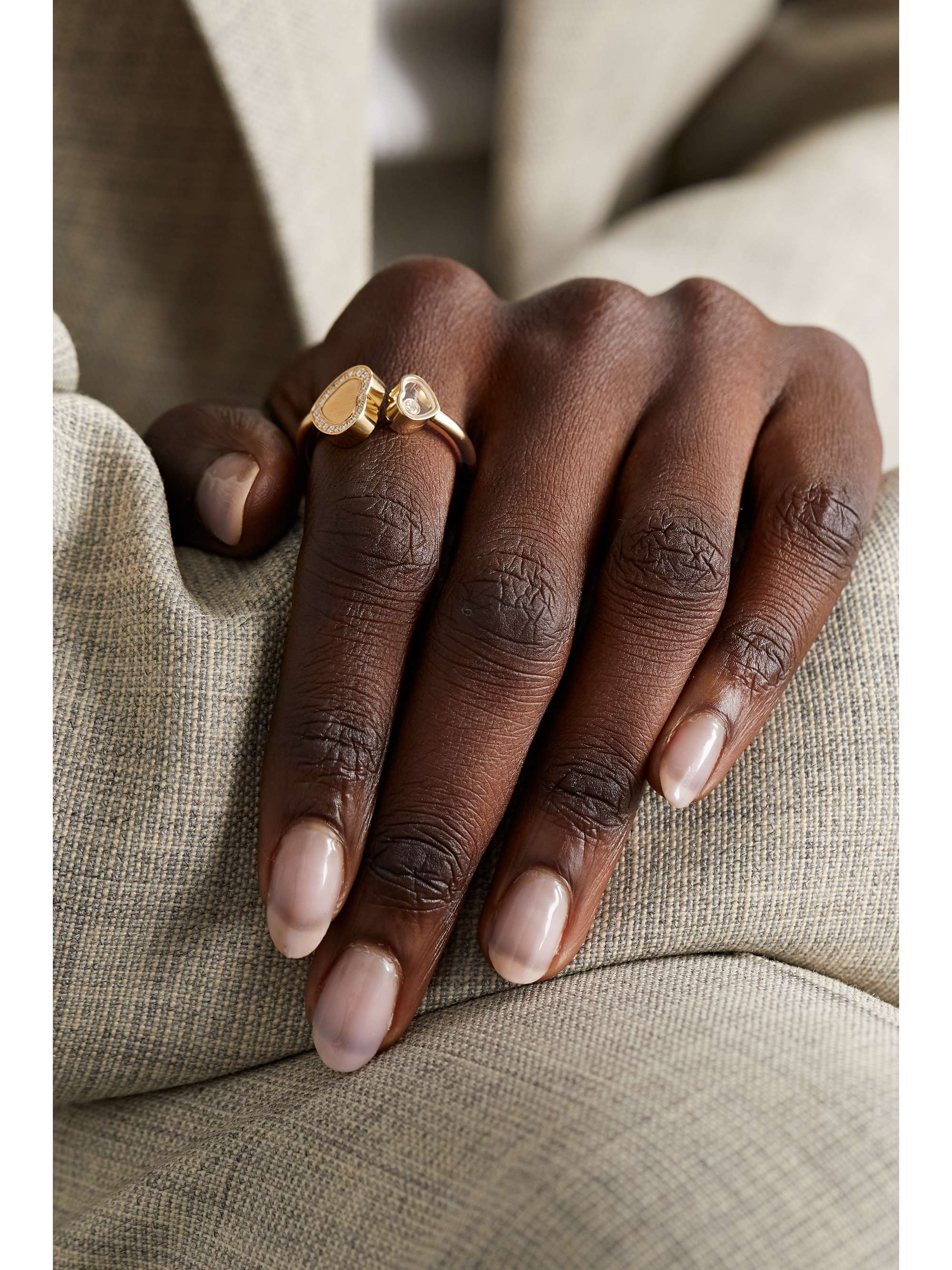 CHOPARD Happy 18-karat rose gold, carnelian and diamond ring