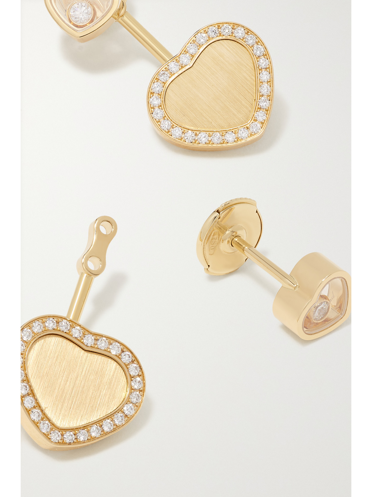 Shop Chopard Happy Hearts 18-karat Gold Diamond Earrings