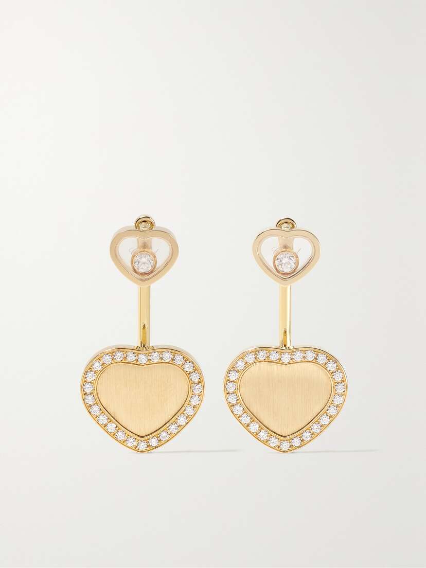 Chopard Happy Hearts 18-karat Gold Diamond Earrings