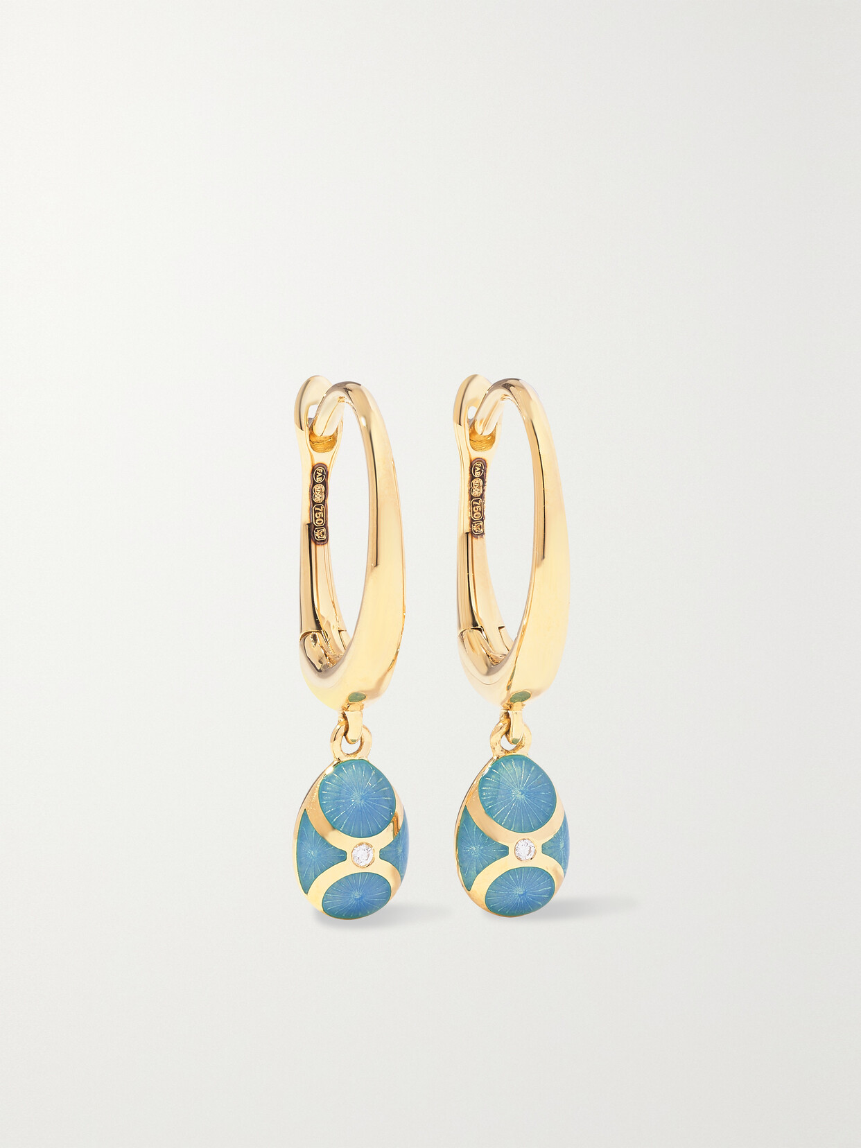 Fabergé - Palais Tsarskoye Selo 18-karat Gold, Enamel And Diamond Hoop Earrings - Blue