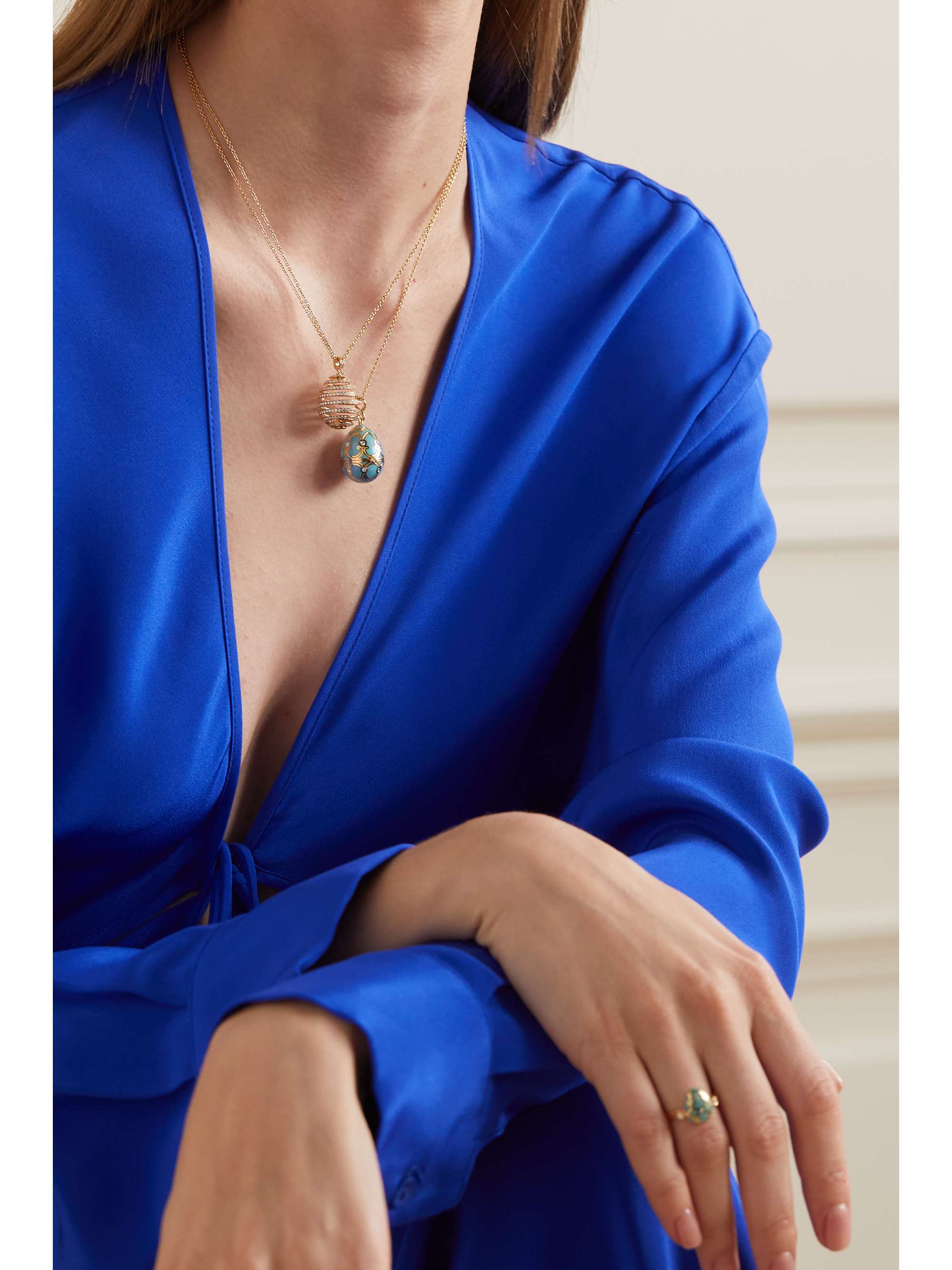 FABERGÉ Heritage 18-karat gold, enamel and diamond necklace