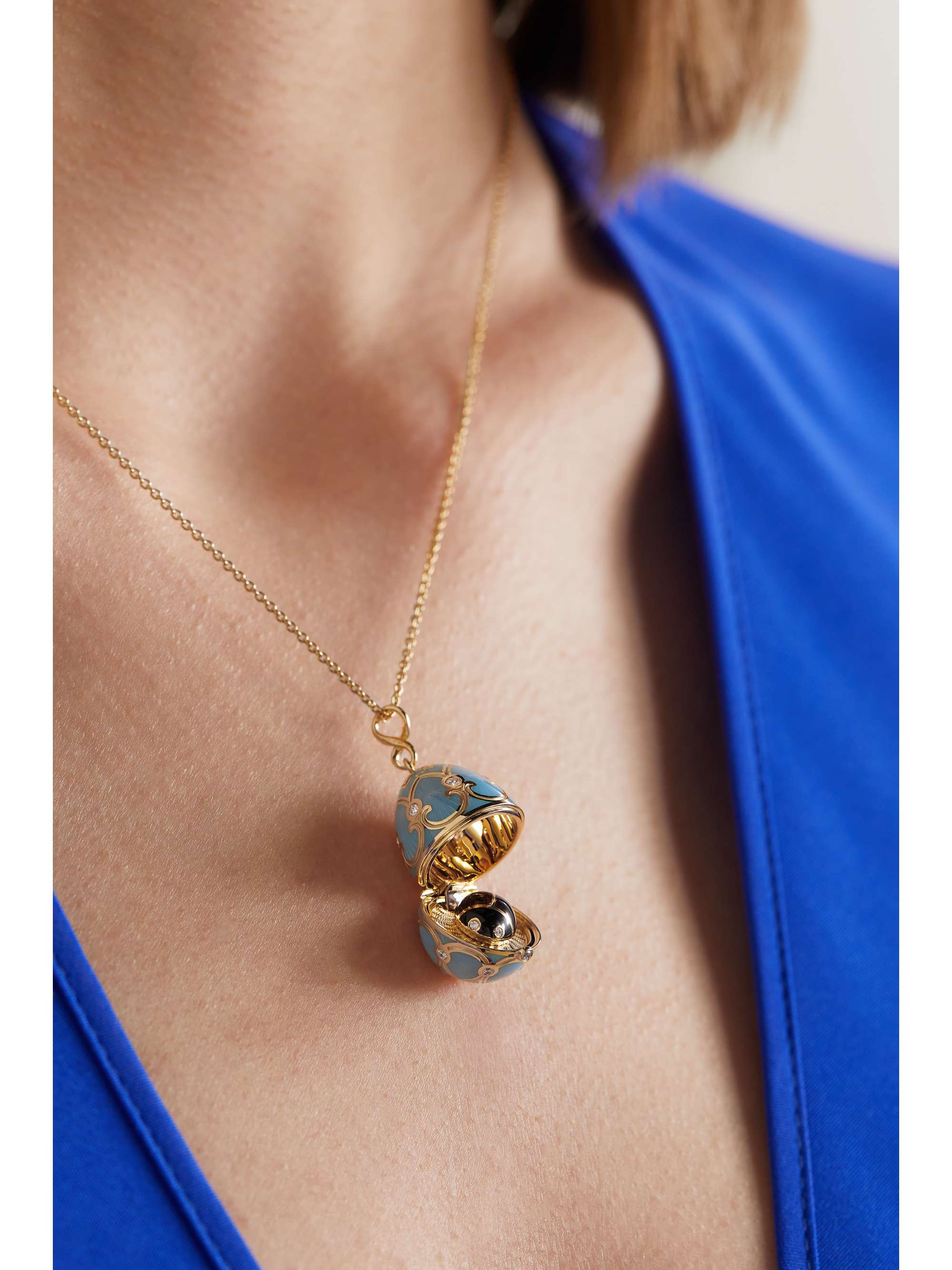 FABERGÉ Heritage 18-karat gold, enamel and diamond necklace