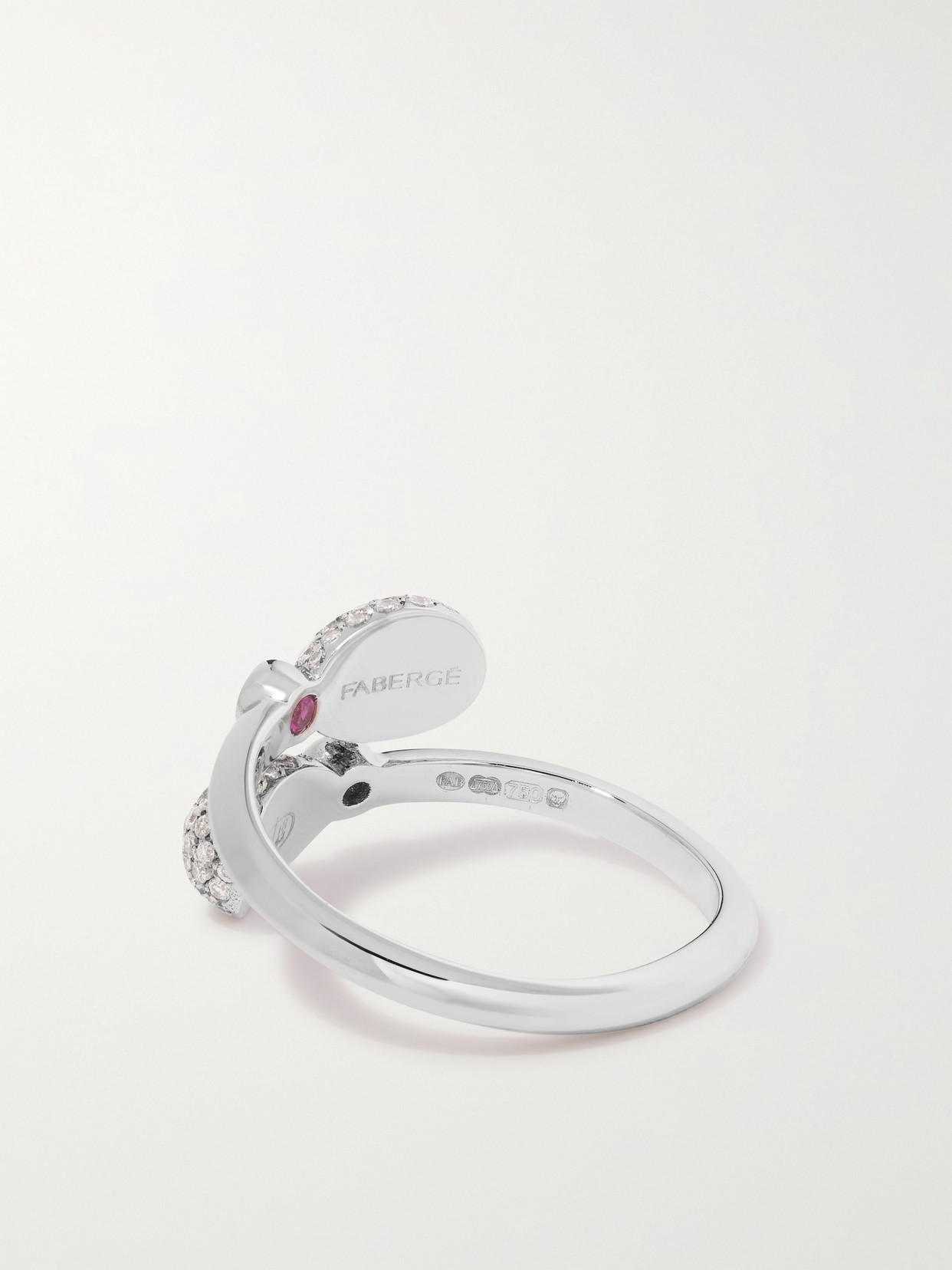 Shop Fabergé Emotion 18-karat White Gold, Diamond And Ruby Ring