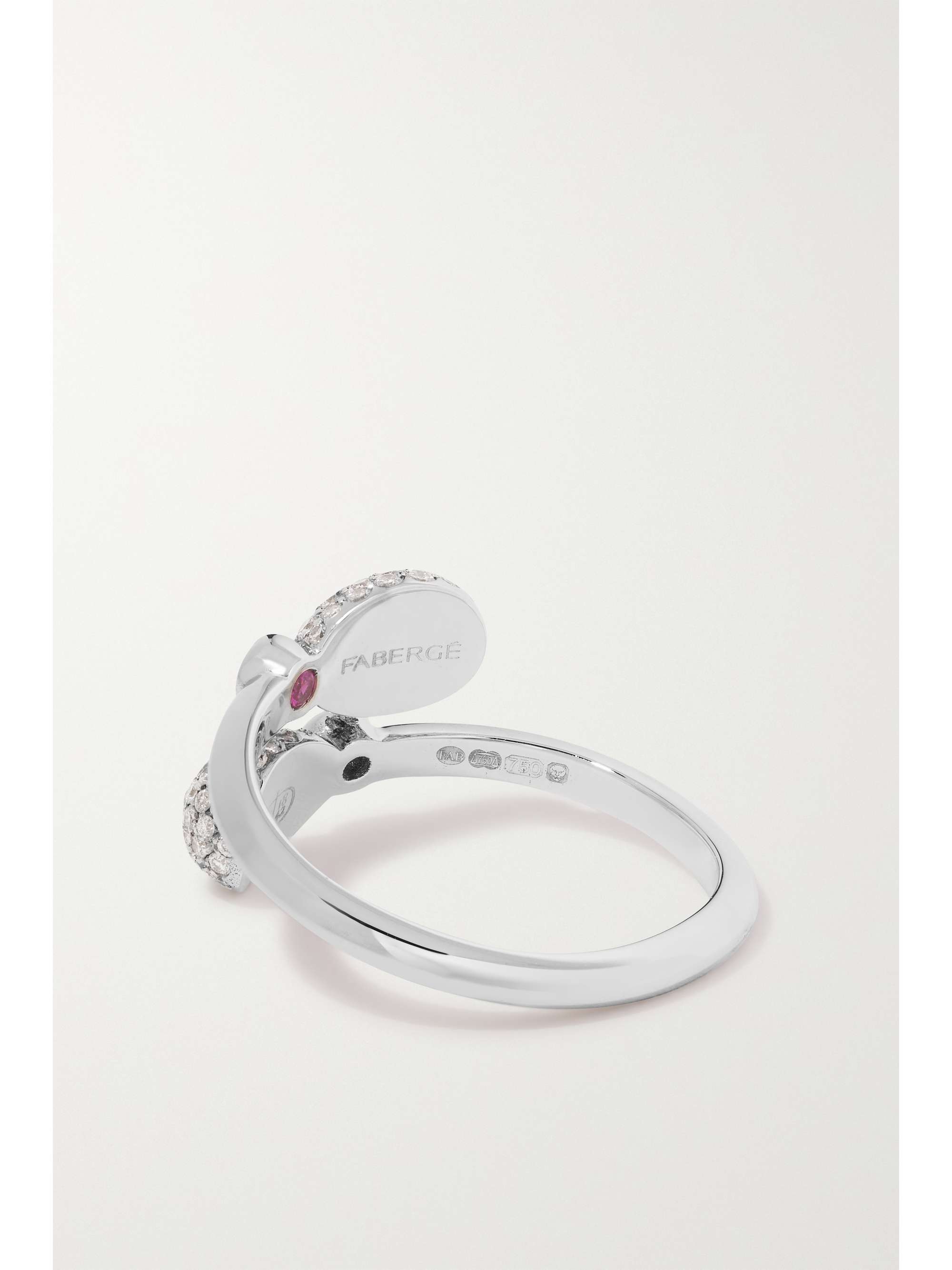 FABERGÉ Emotion 18-karat white gold, diamond and ruby ring