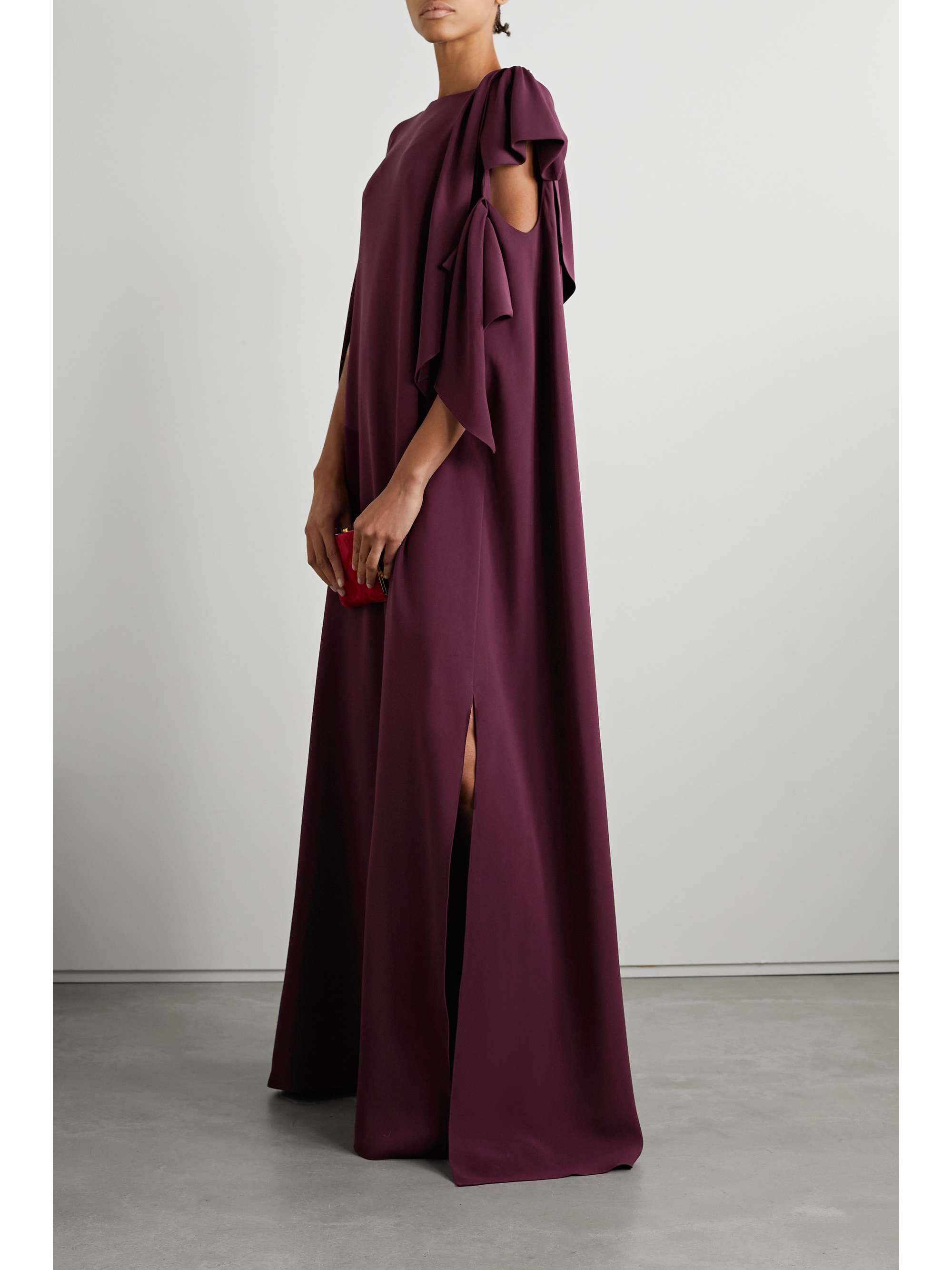 OSCAR DE LA RENTA 挖剪垂坠弹力真丝礼服
