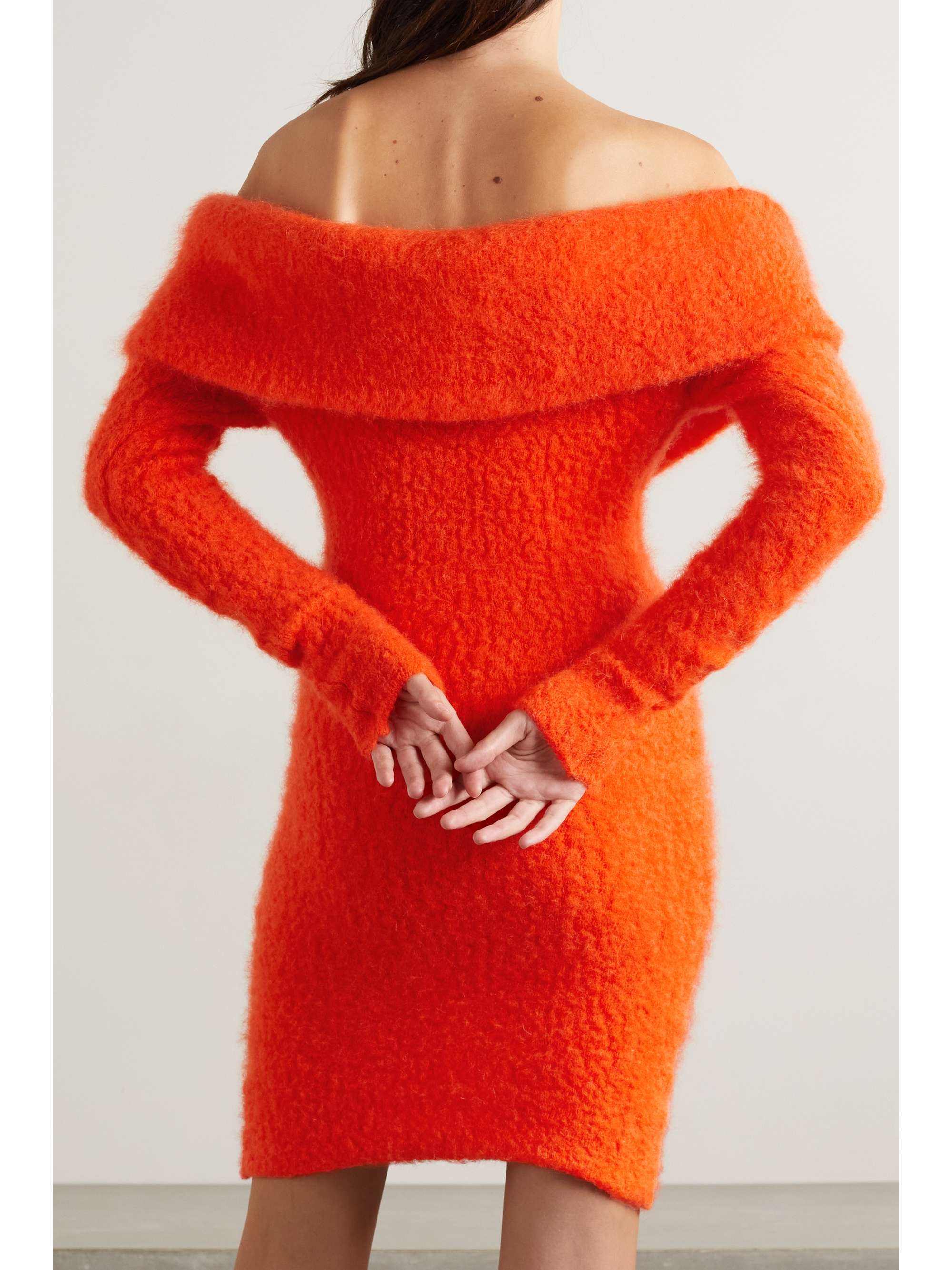 ISABEL MARANT Aria off-the-shoulder brushed knitted mini dress