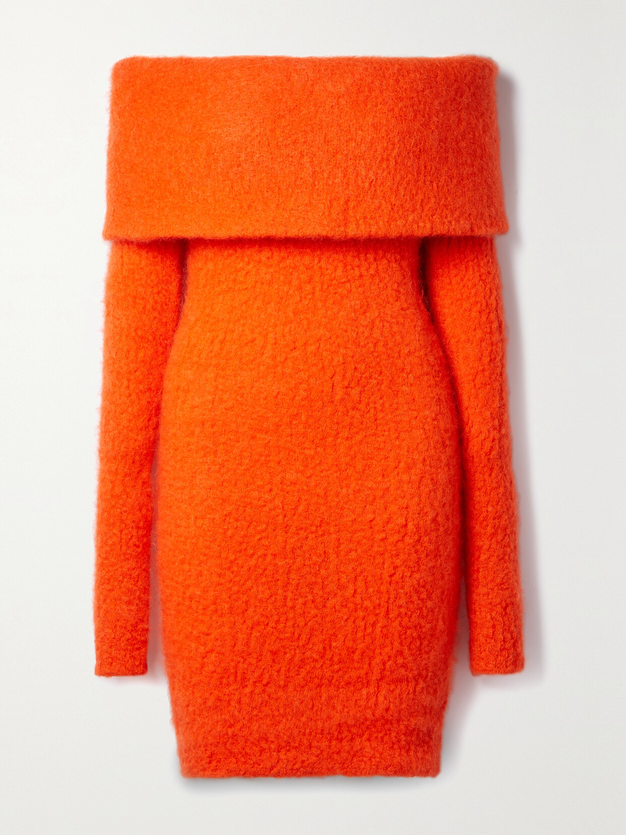 Isabel Marant - Aria Off-the-shoulder Brushed Knitted Mini Dress - Orange