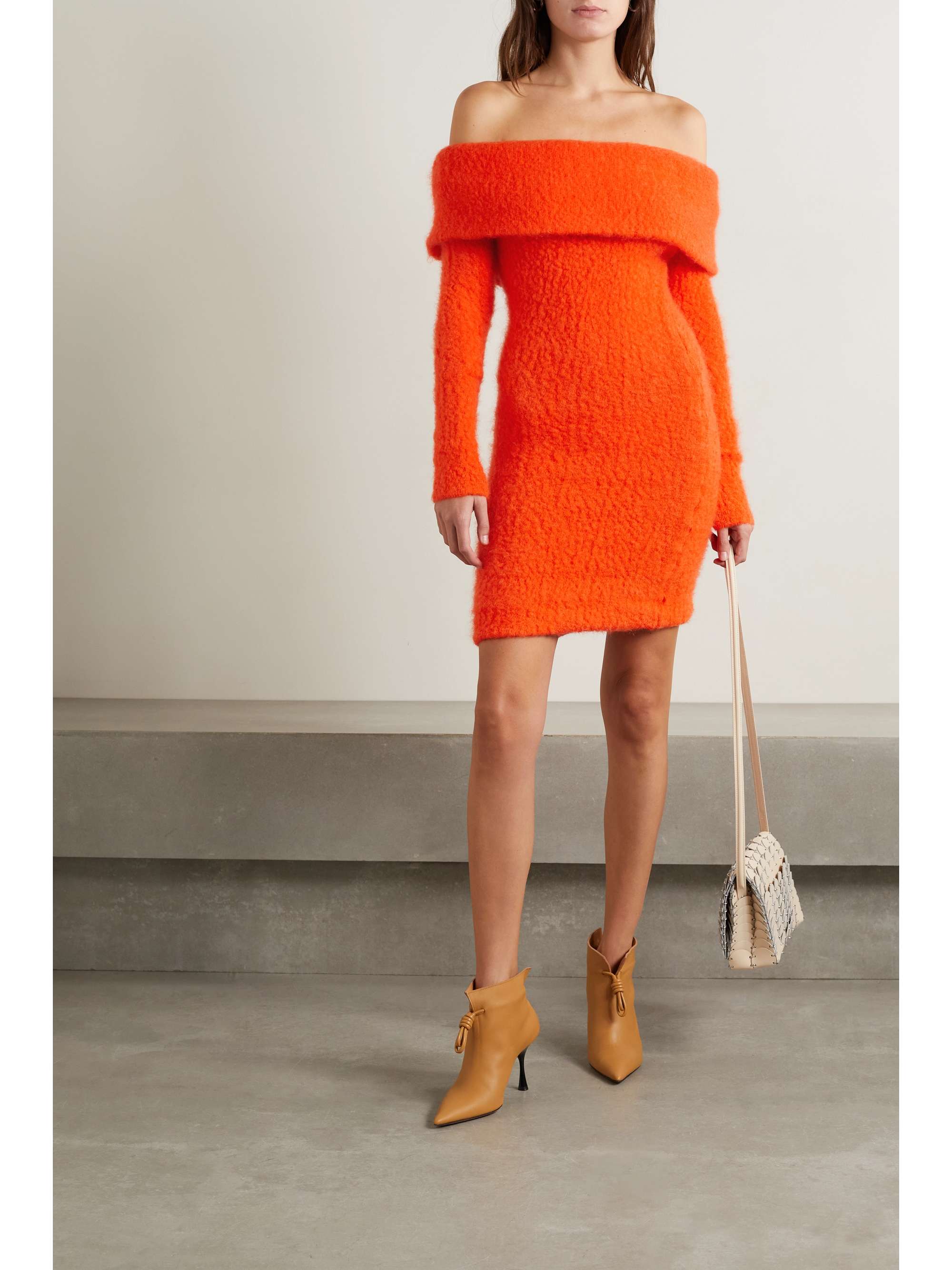 ISABEL MARANT Aria off-the-shoulder brushed knitted mini dress
