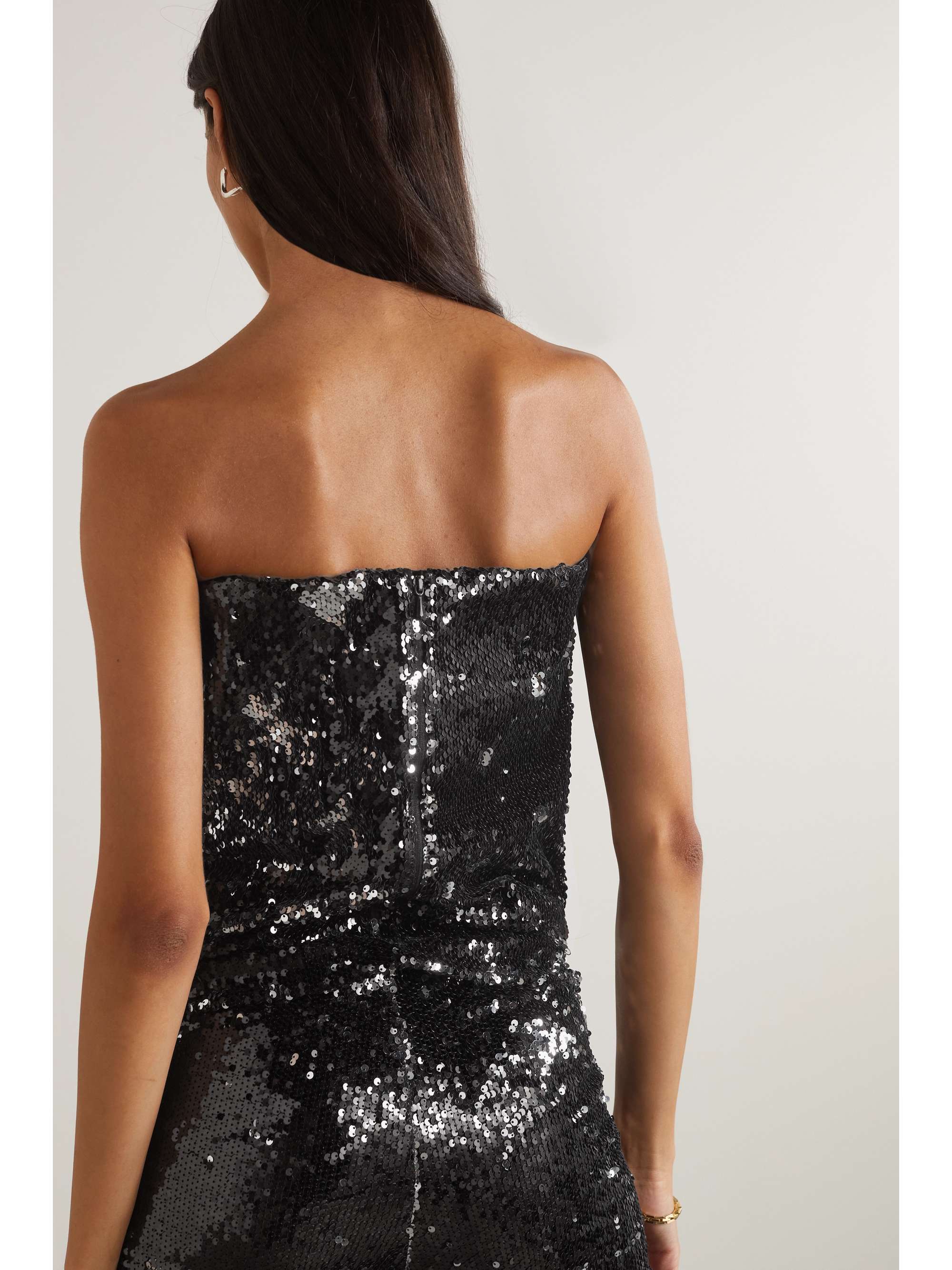 ISABEL MARANT Mandy strapless sequined crepe top