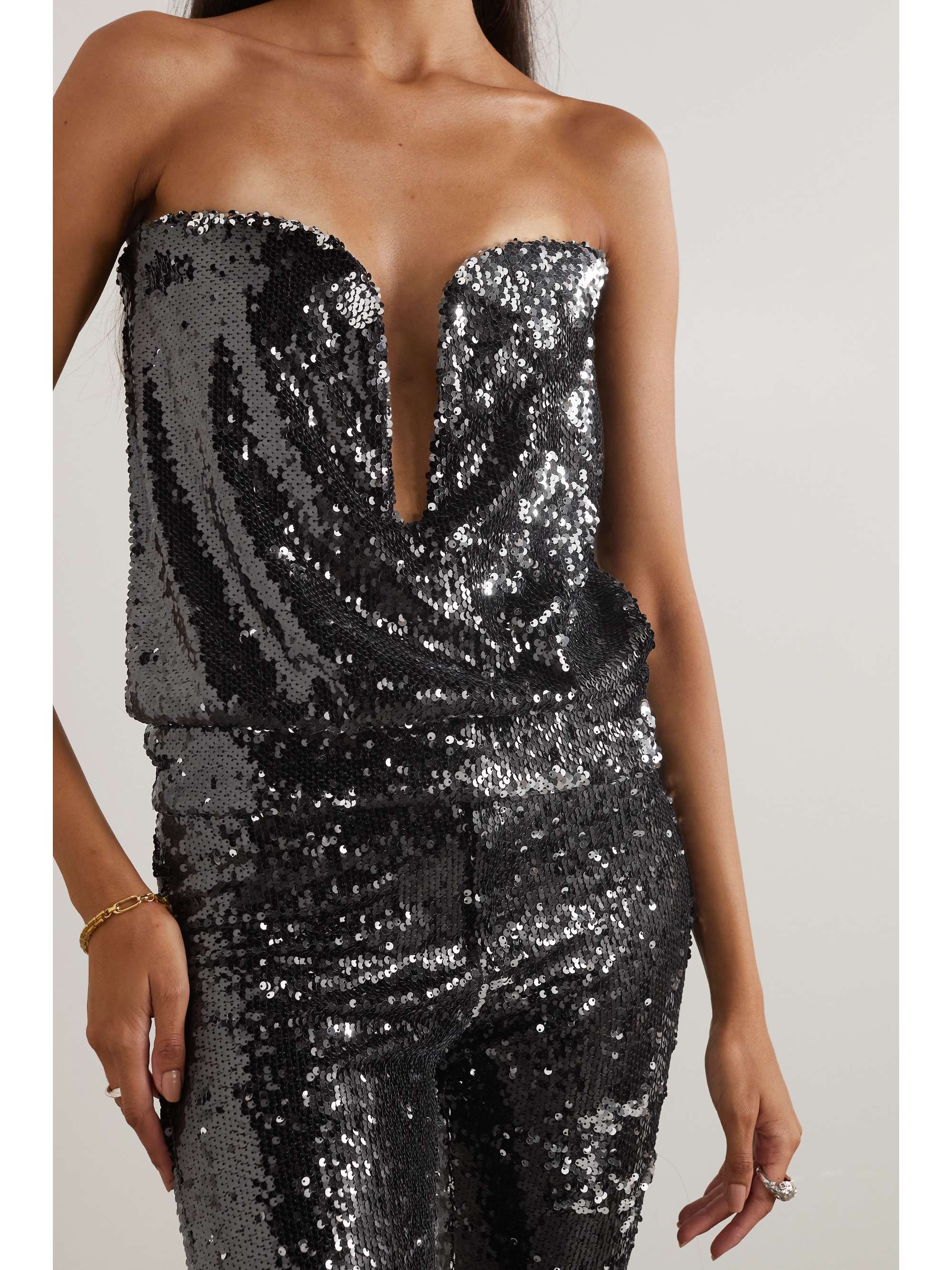 ISABEL MARANT Mandy strapless sequined crepe top