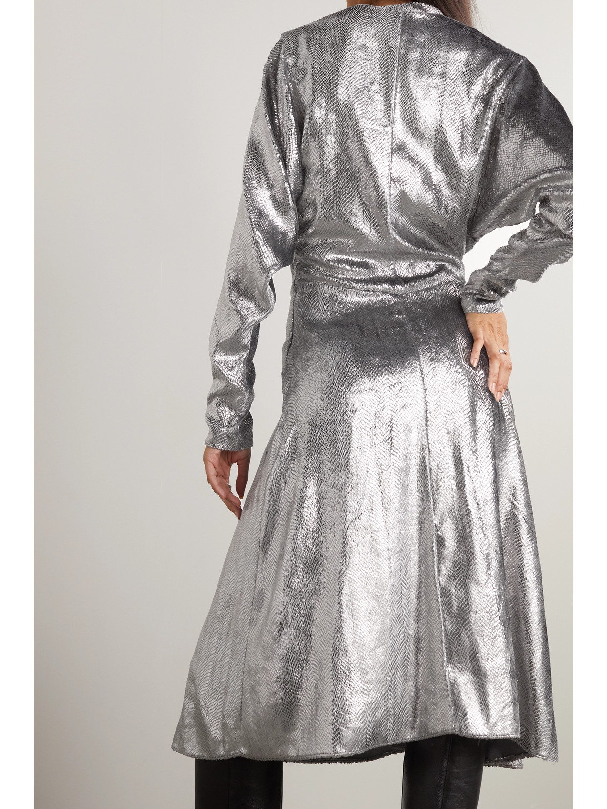 Isabel Marant Courtneya Wrap-effect Lamé Midi Dress In Silver