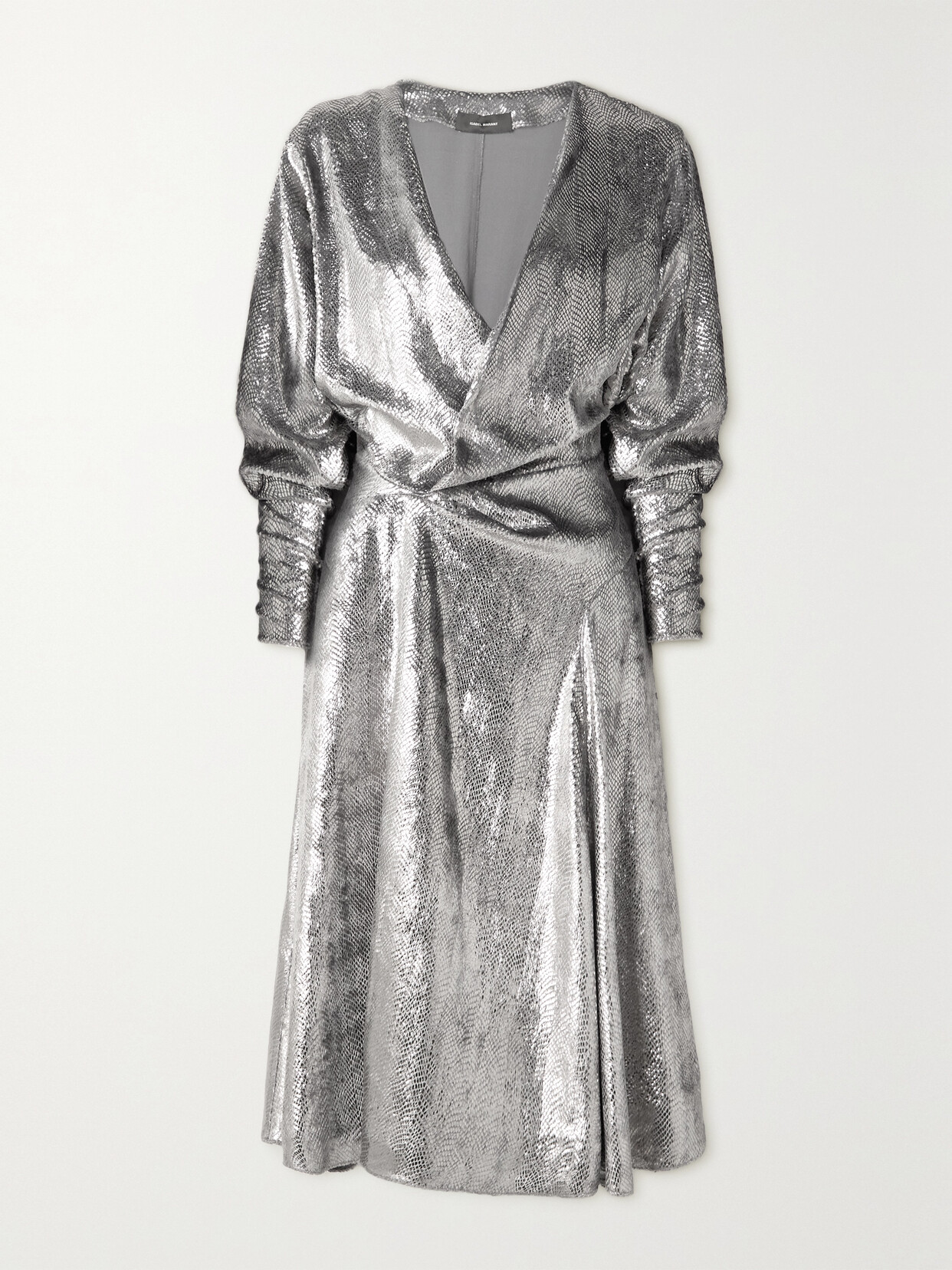 Isabel Marant Courtneya Wrap-effect Lamé Midi Dress In Silver