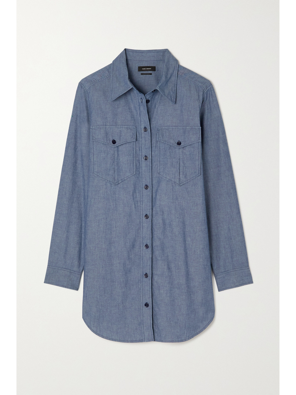 ISABEL MARANT BRIDGET COTTON-CHAMBRAY SHIRT DRESS