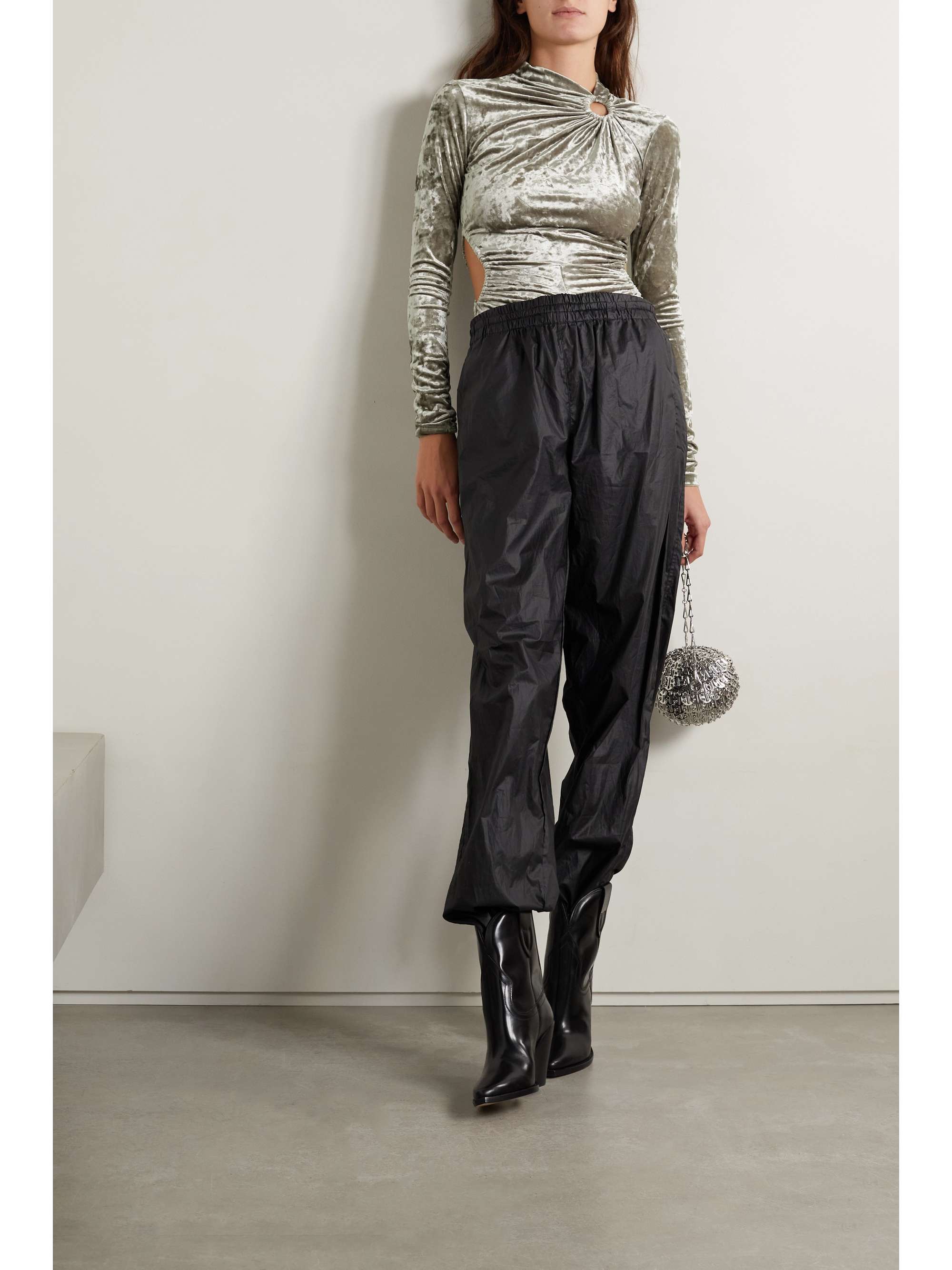 ISABEL MARANT Goldano cutout gathered crushed-velvet bodysuit