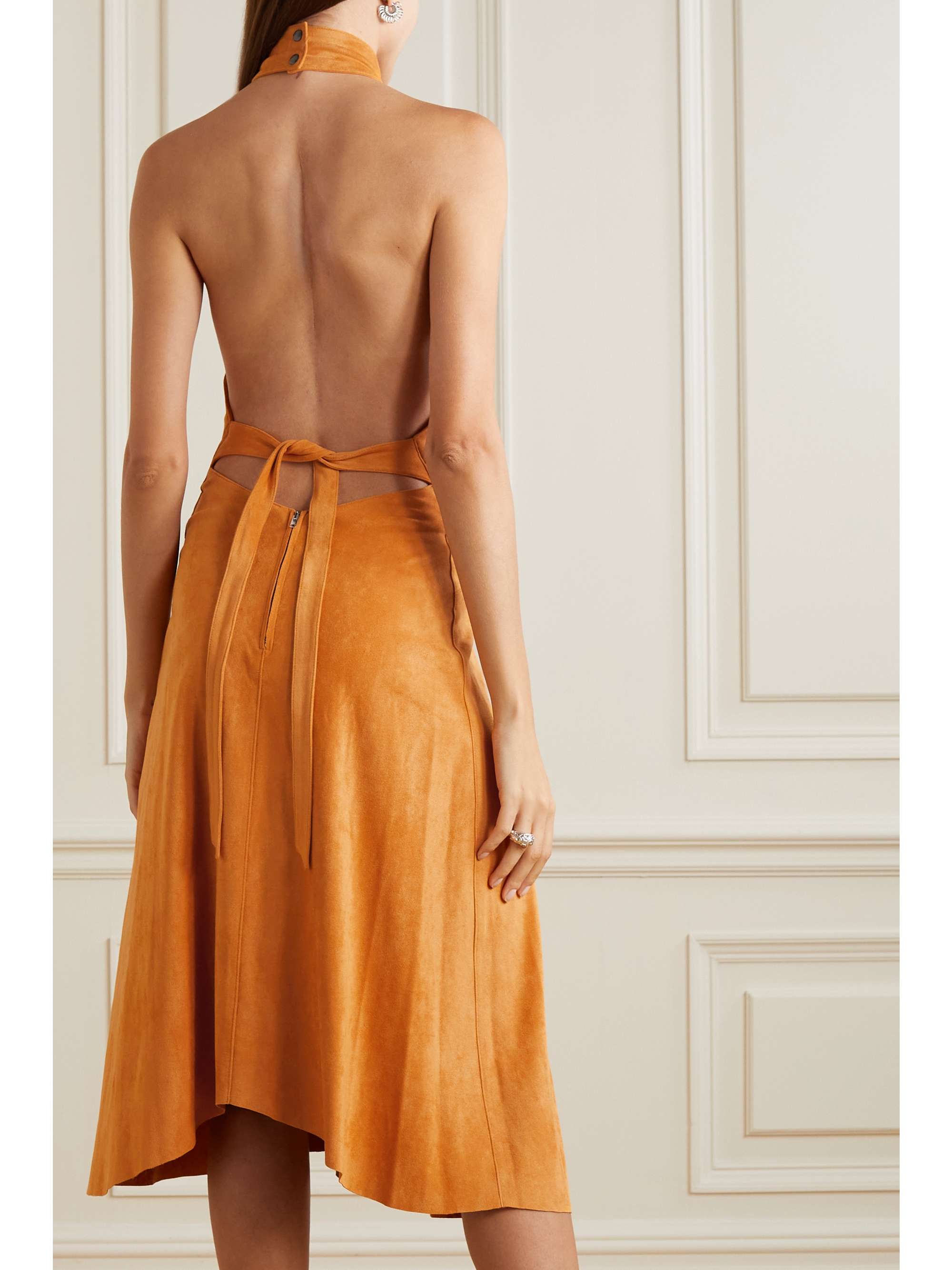 ISABEL MARANT Calypso draped vegan suede halterneck midi dress