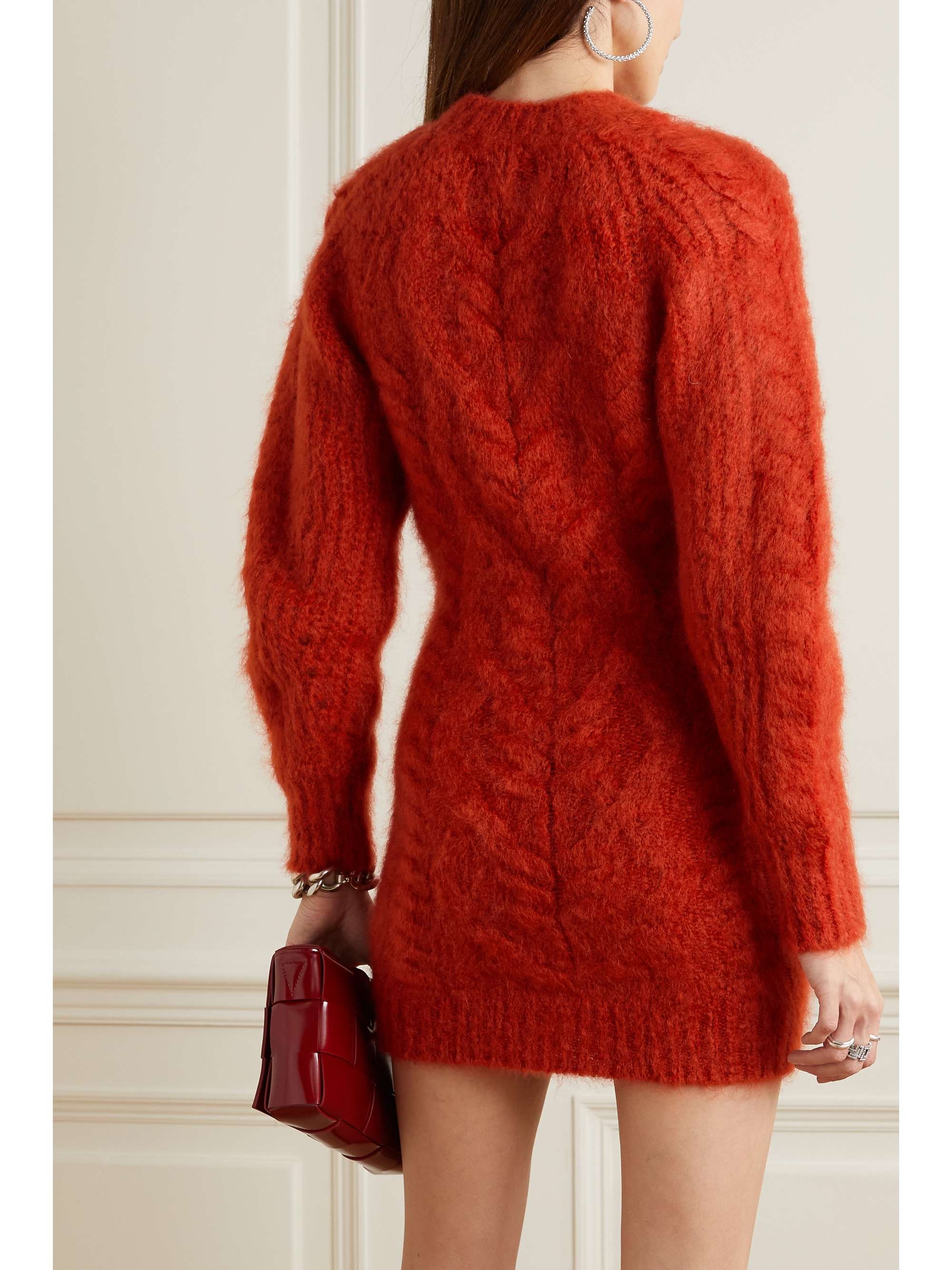 ISABEL MARANT Cutout cable-knit mohair-blend mini dress