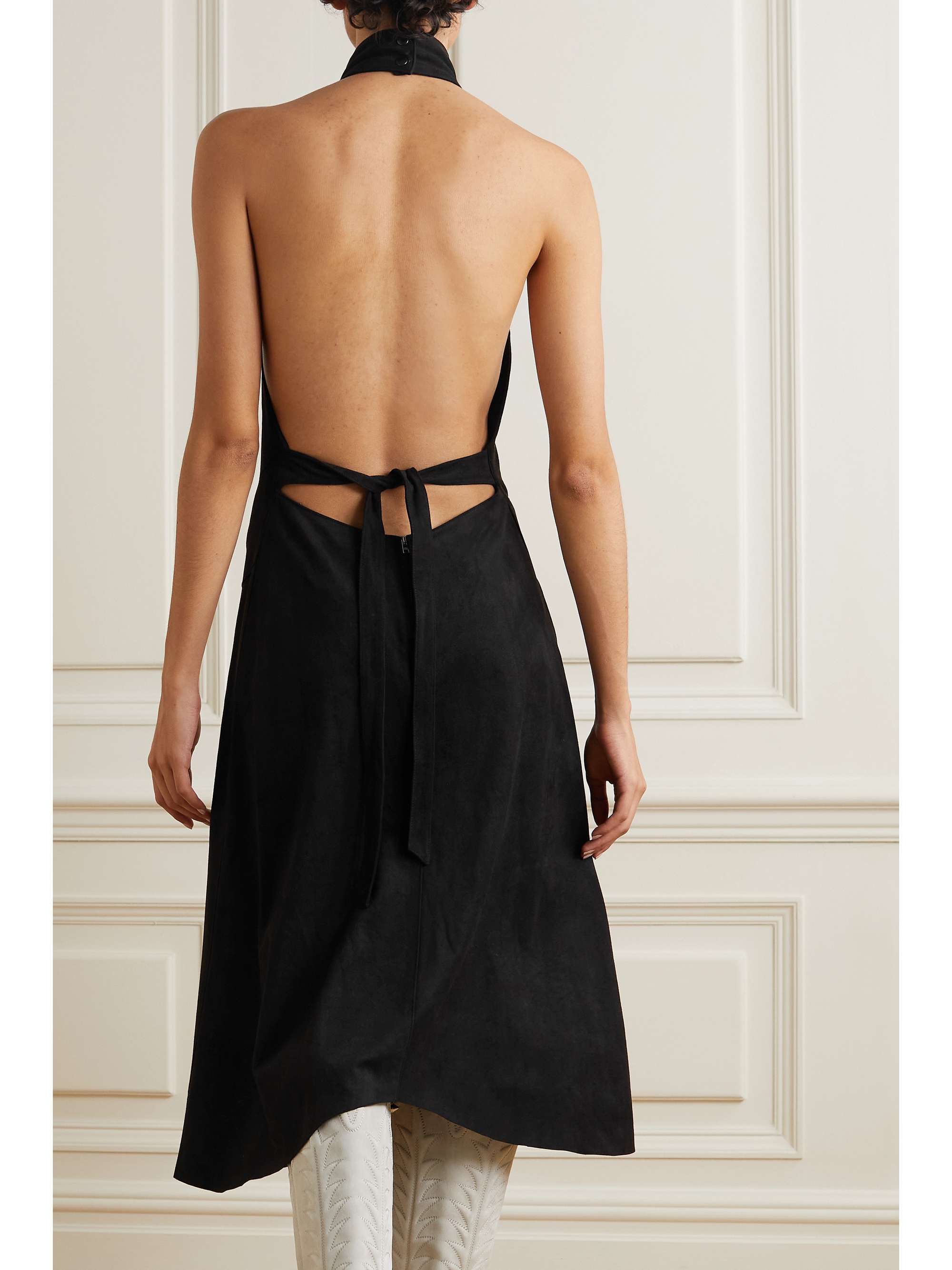 ISABEL MARANT Calypso draped vegan suede halterneck midi dress