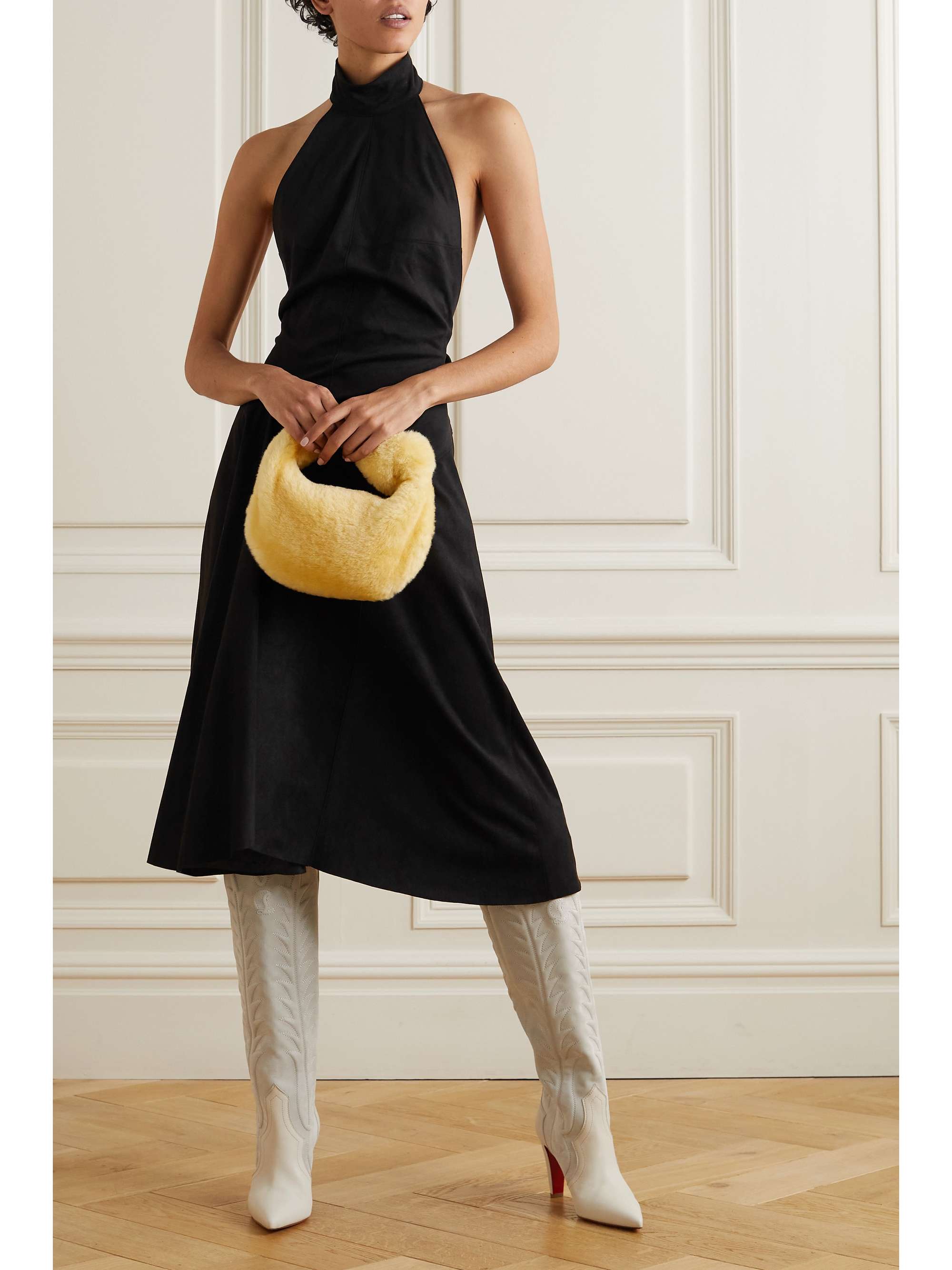 ISABEL MARANT Calypso draped vegan suede halterneck midi dress